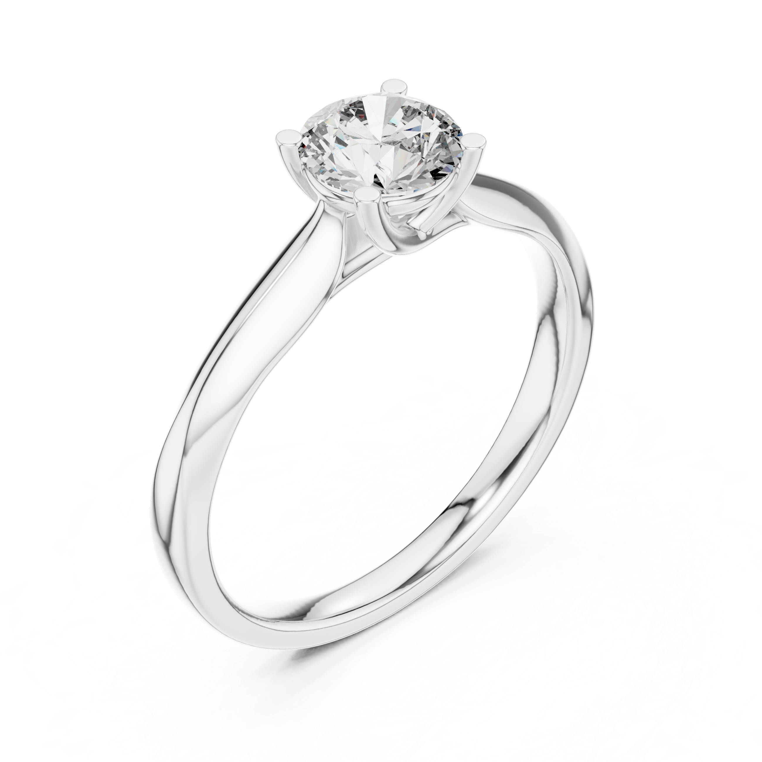 Simple & Elegant Round Brilliant Diamond Ring – White Gold Solitaire Design