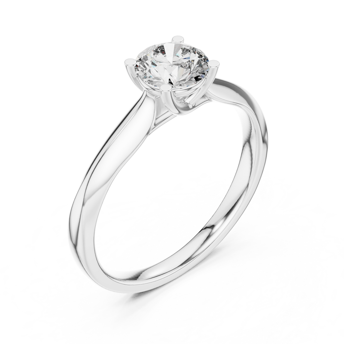 Simple & Elegant Round Brilliant Diamond Ring – White Gold Solitaire Design