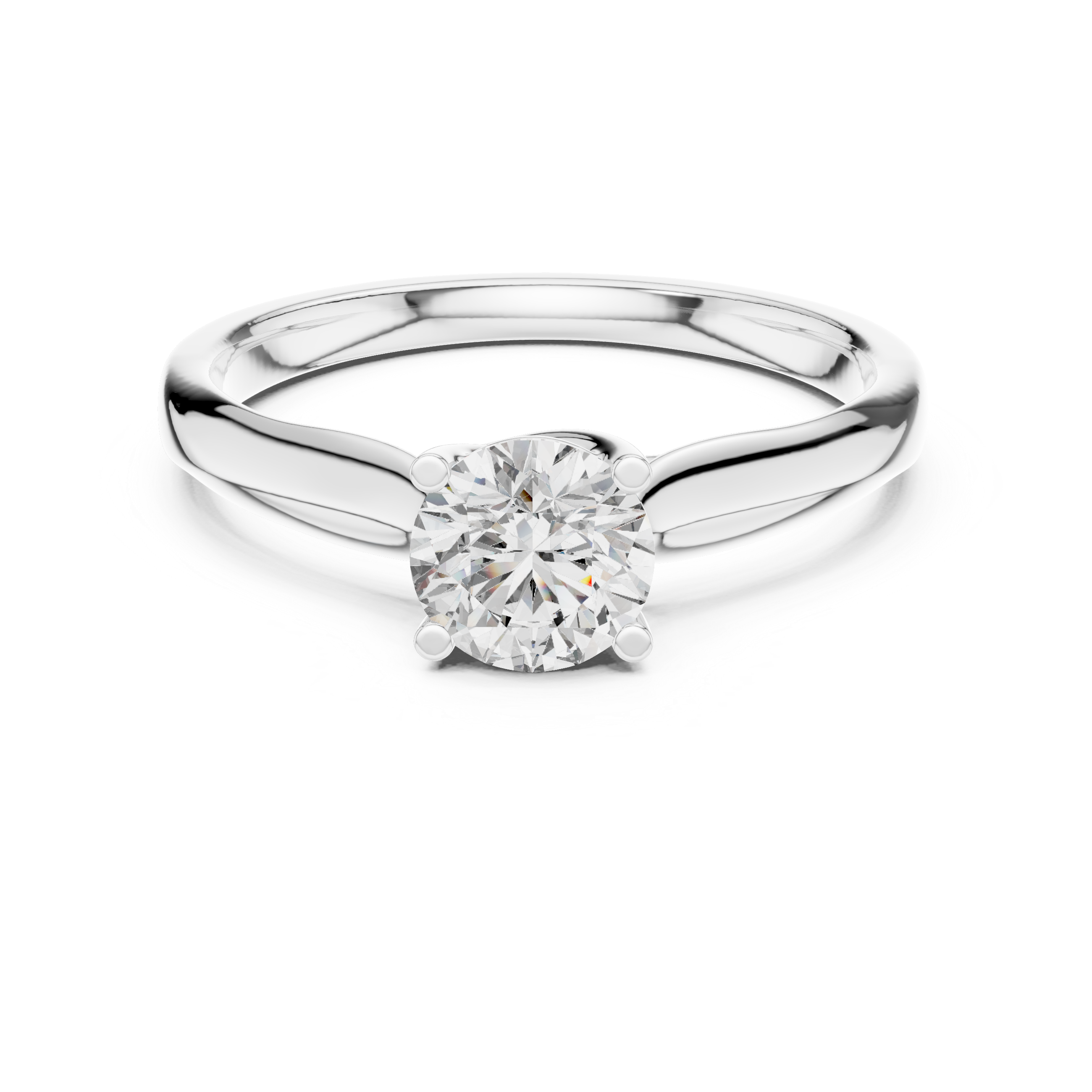 Simple & Elegant Round Brilliant Diamond Ring – White Gold Solitaire Design
