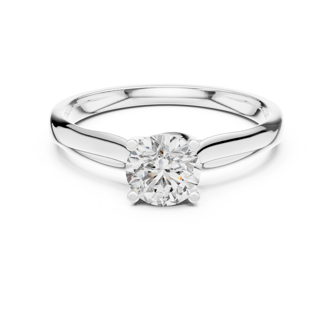 Simple & Elegant Round Brilliant Diamond Ring – White Gold Solitaire Design