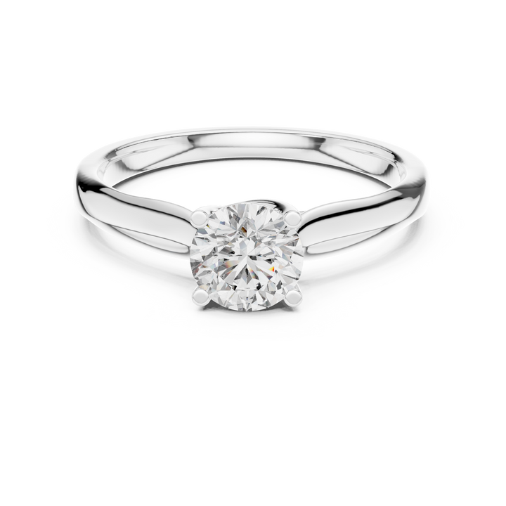 Simple & Elegant Round Brilliant Diamond Ring – White Gold Solitaire Design