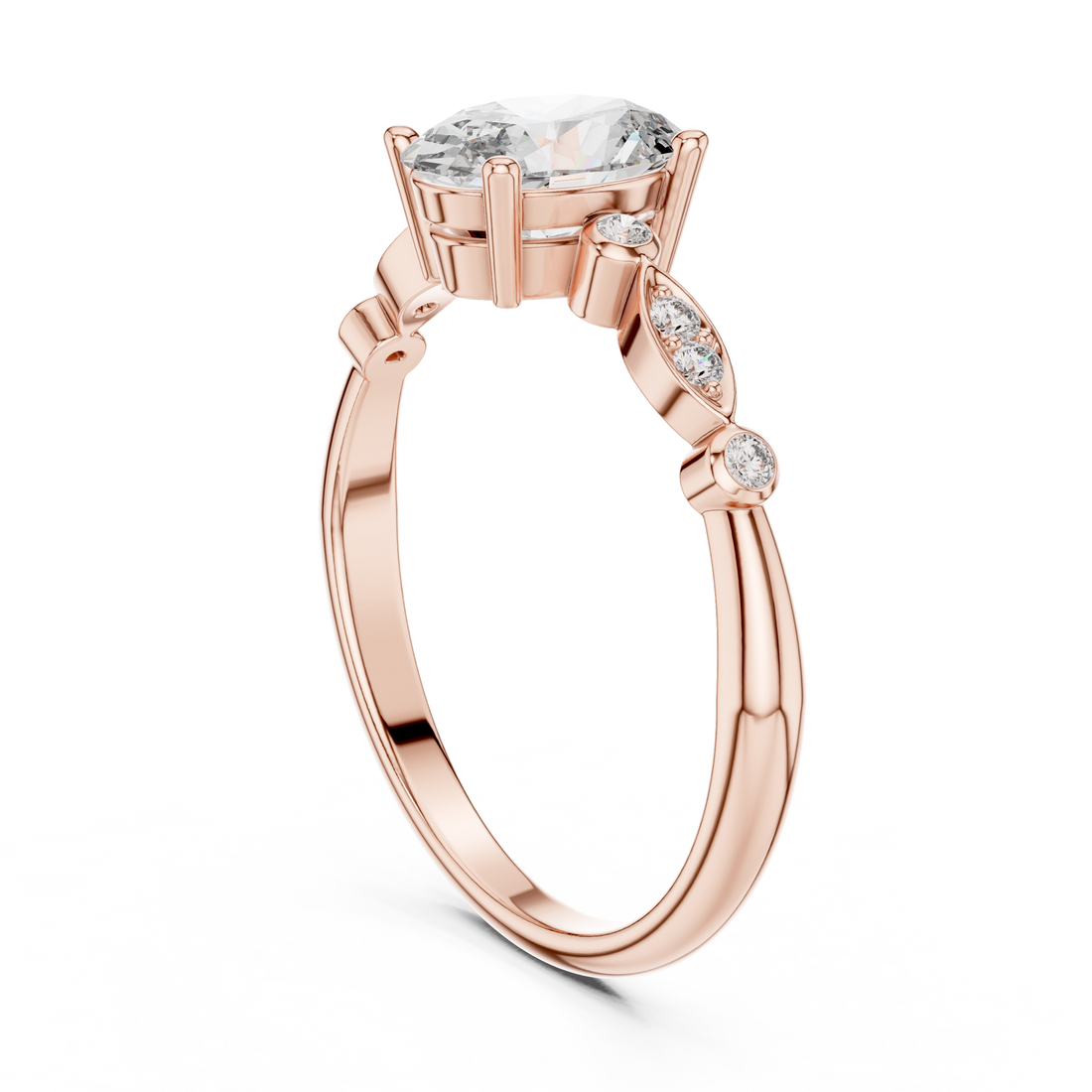 Dainty Oval Diamond Engagement Ring in White Gold – Classic Solitaire Style