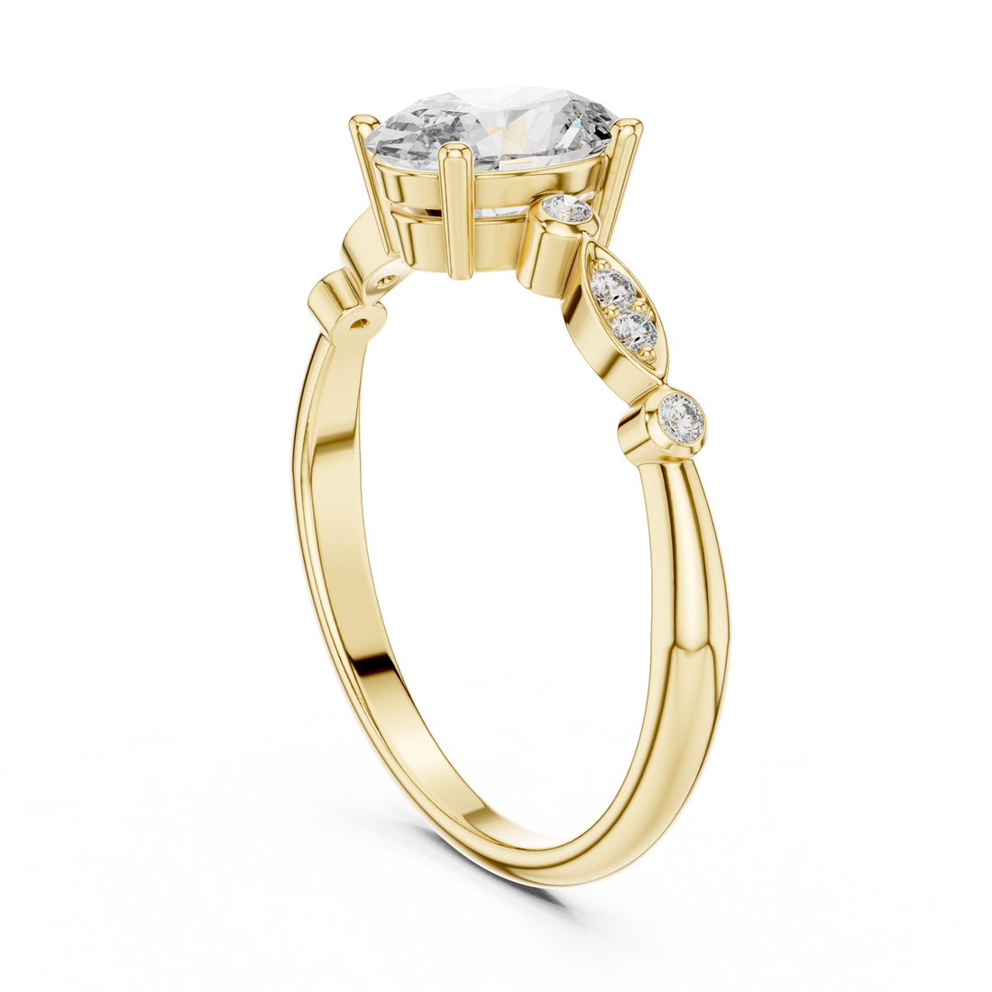 Dainty Oval Diamond Engagement Ring in White Gold – Classic Solitaire Style