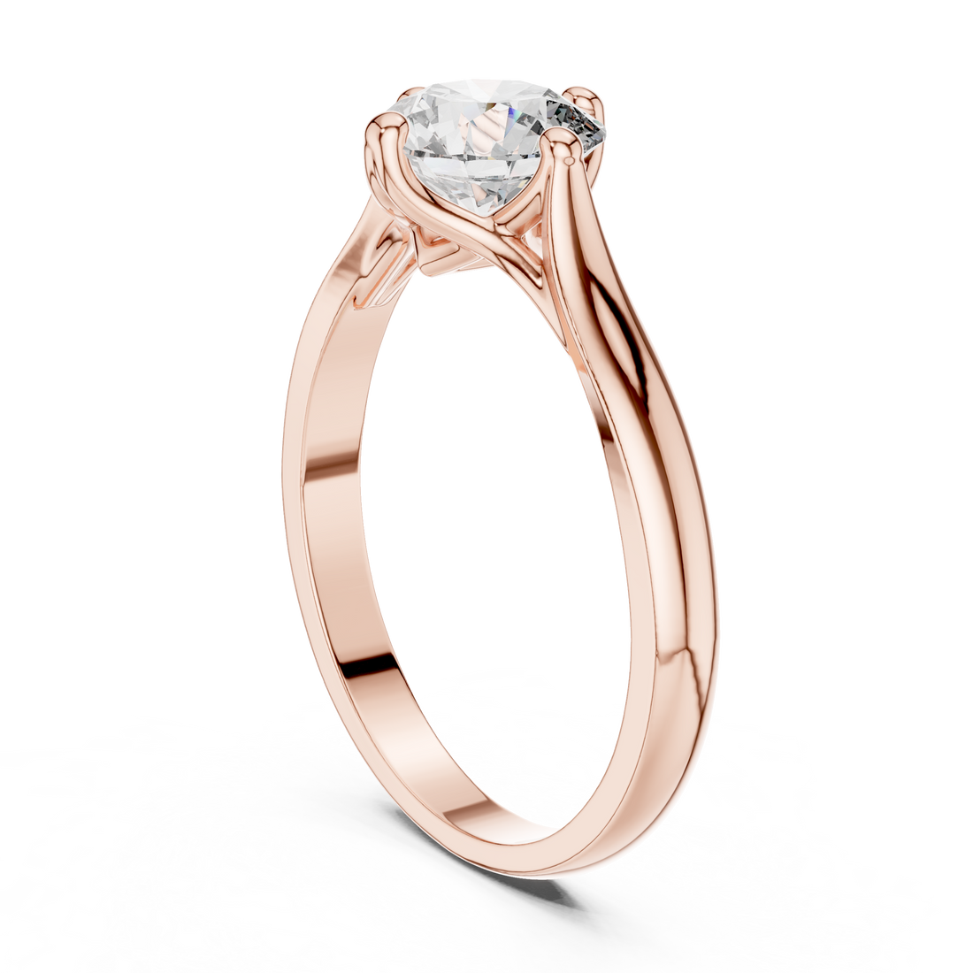 Minimal Round Diamond Ring – White Gold 4 Prong Solitaire Engagement Ring