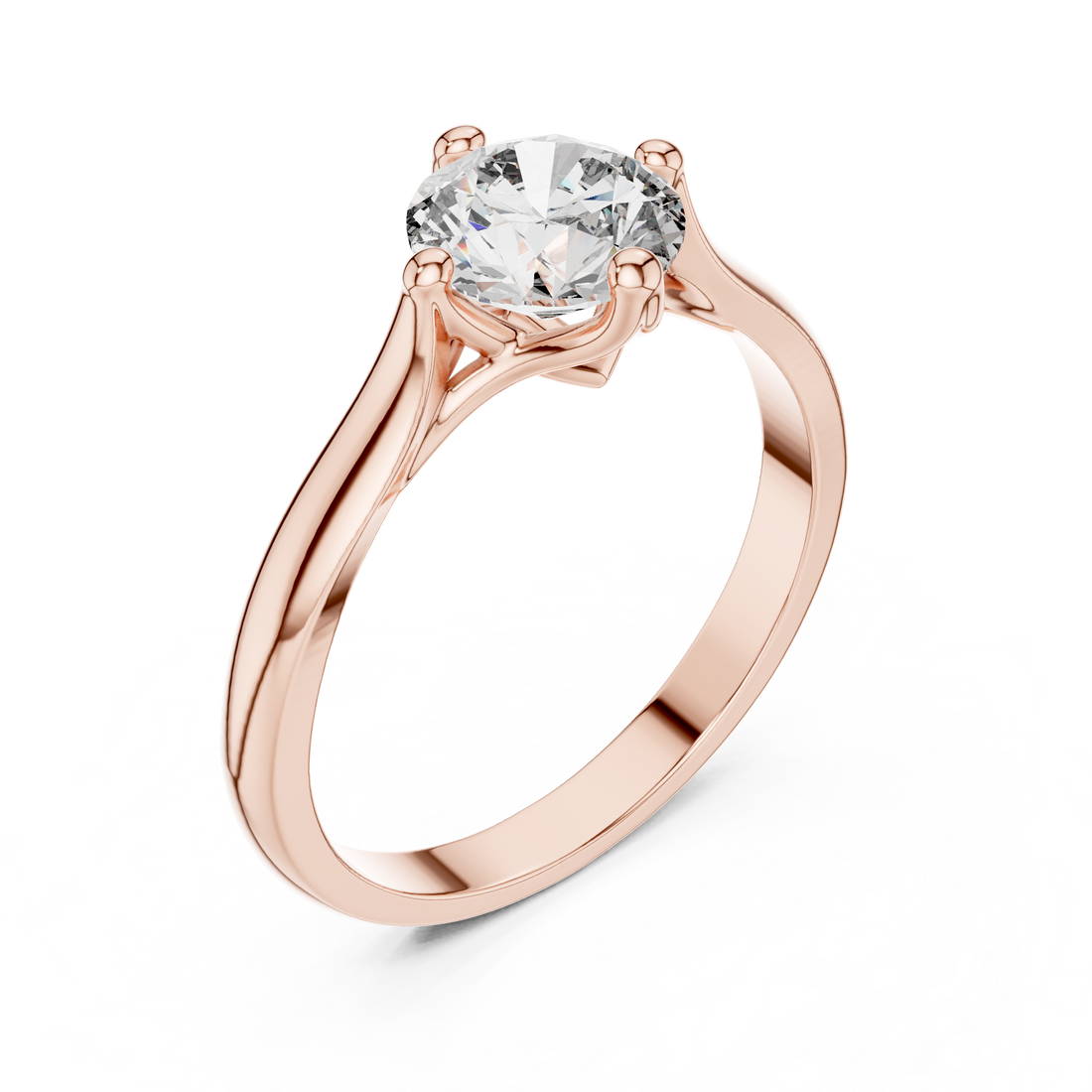 Minimal Round Diamond Ring – White Gold 4 Prong Solitaire Engagement Ring