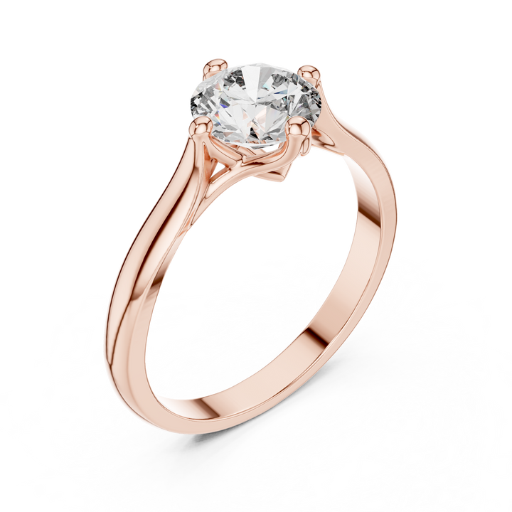 Minimal Round Diamond Ring – White Gold 4 Prong Solitaire Engagement Ring