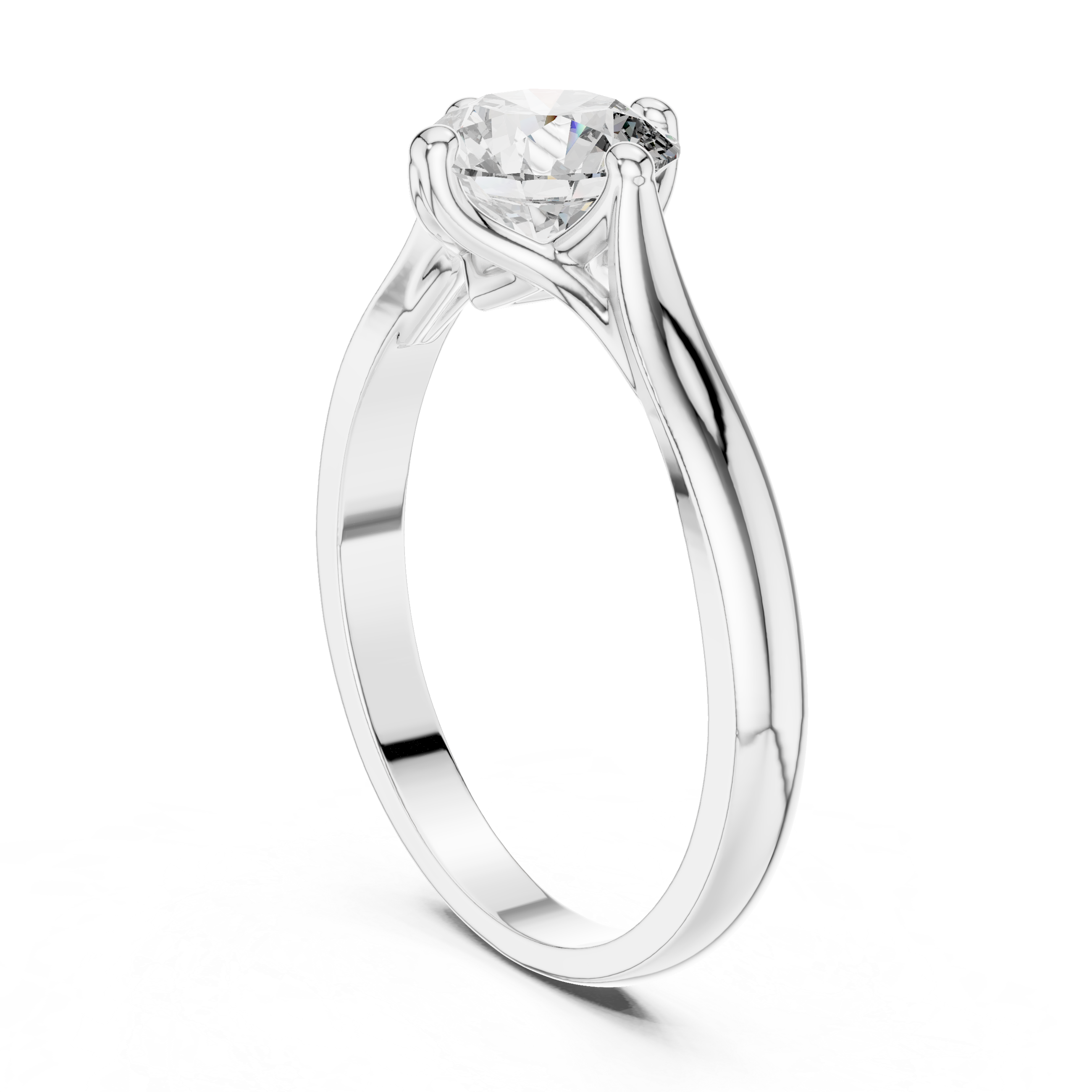 Minimal Round Diamond Ring – White Gold 4 Prong Solitaire Engagement Ring