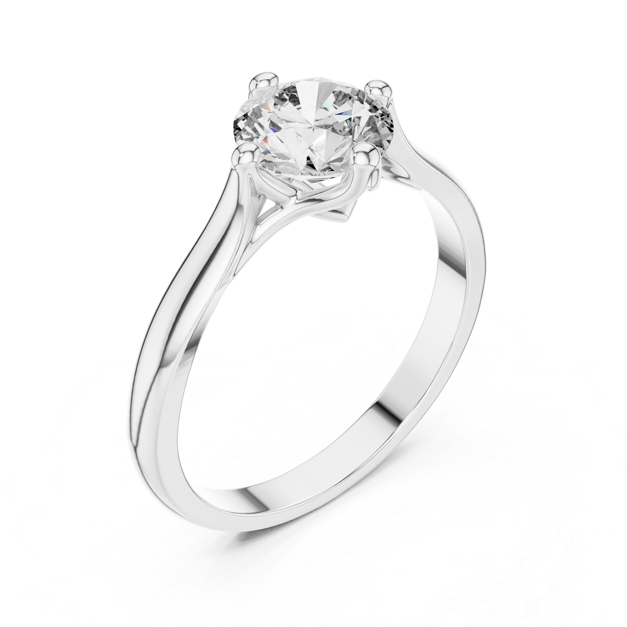 Minimal Round Diamond Ring – White Gold 4 Prong Solitaire Engagement Ring