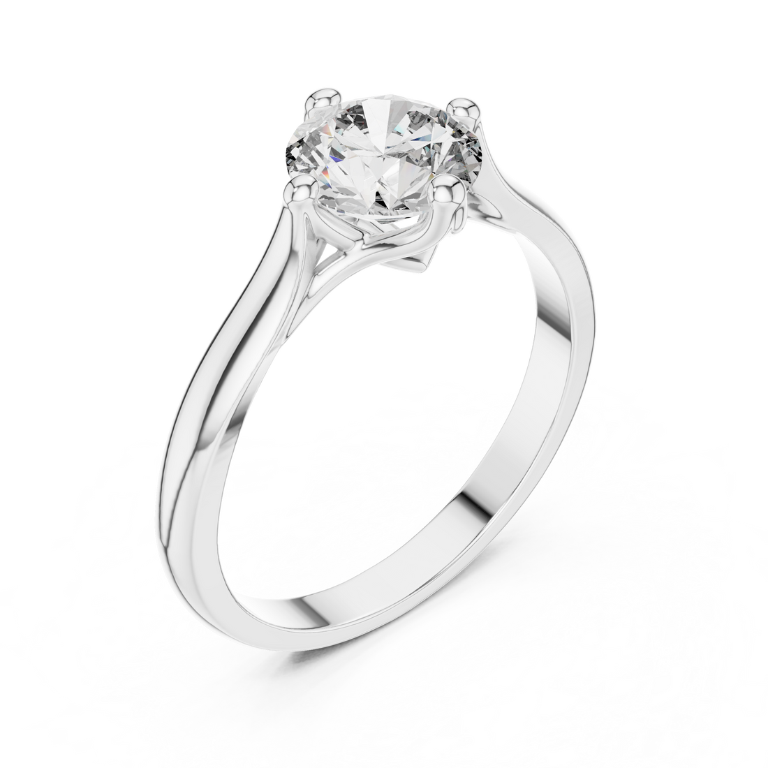 Minimal Round Diamond Ring – White Gold 4 Prong Solitaire Engagement Ring