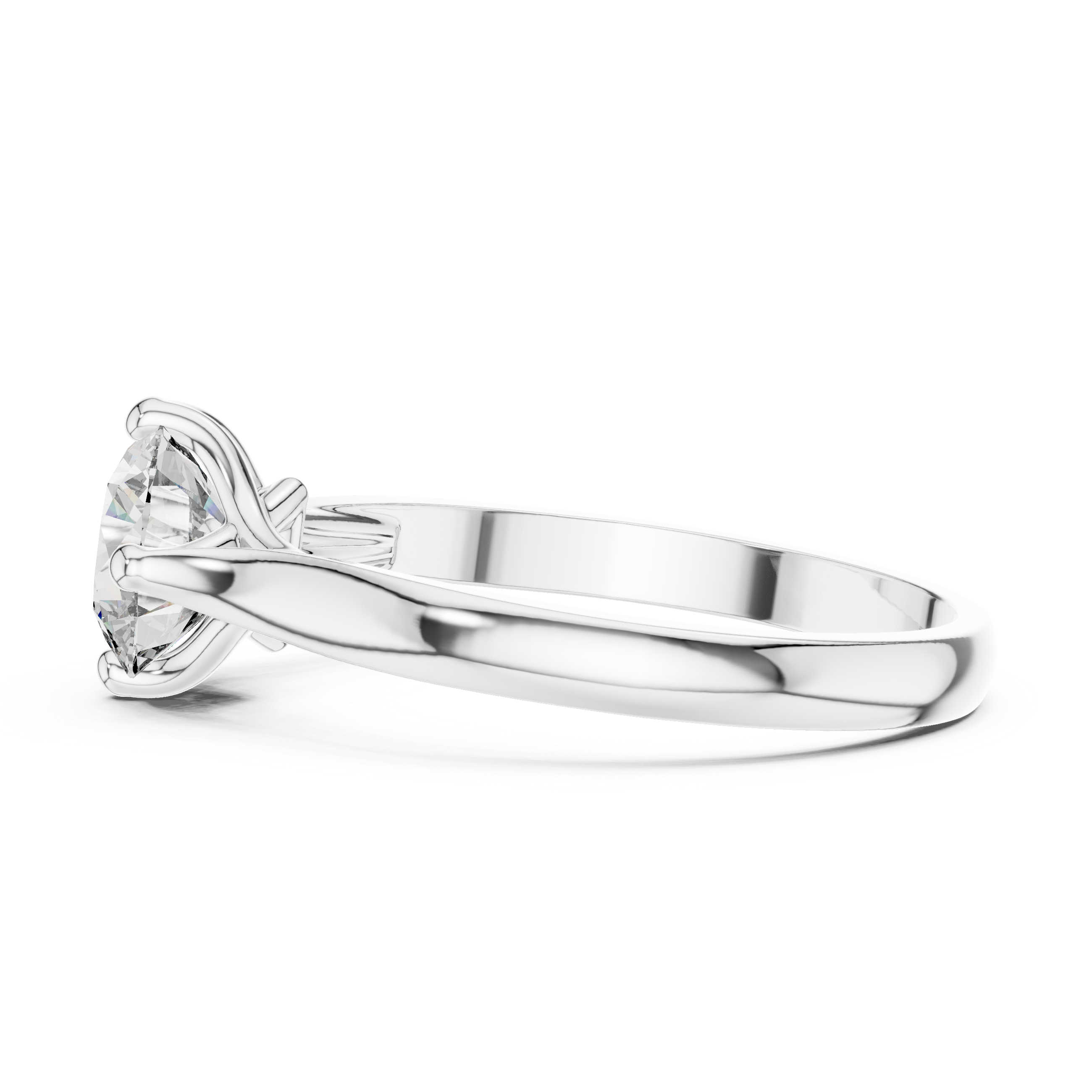 Minimal Round Diamond Ring – White Gold 4 Prong Solitaire Engagement Ring