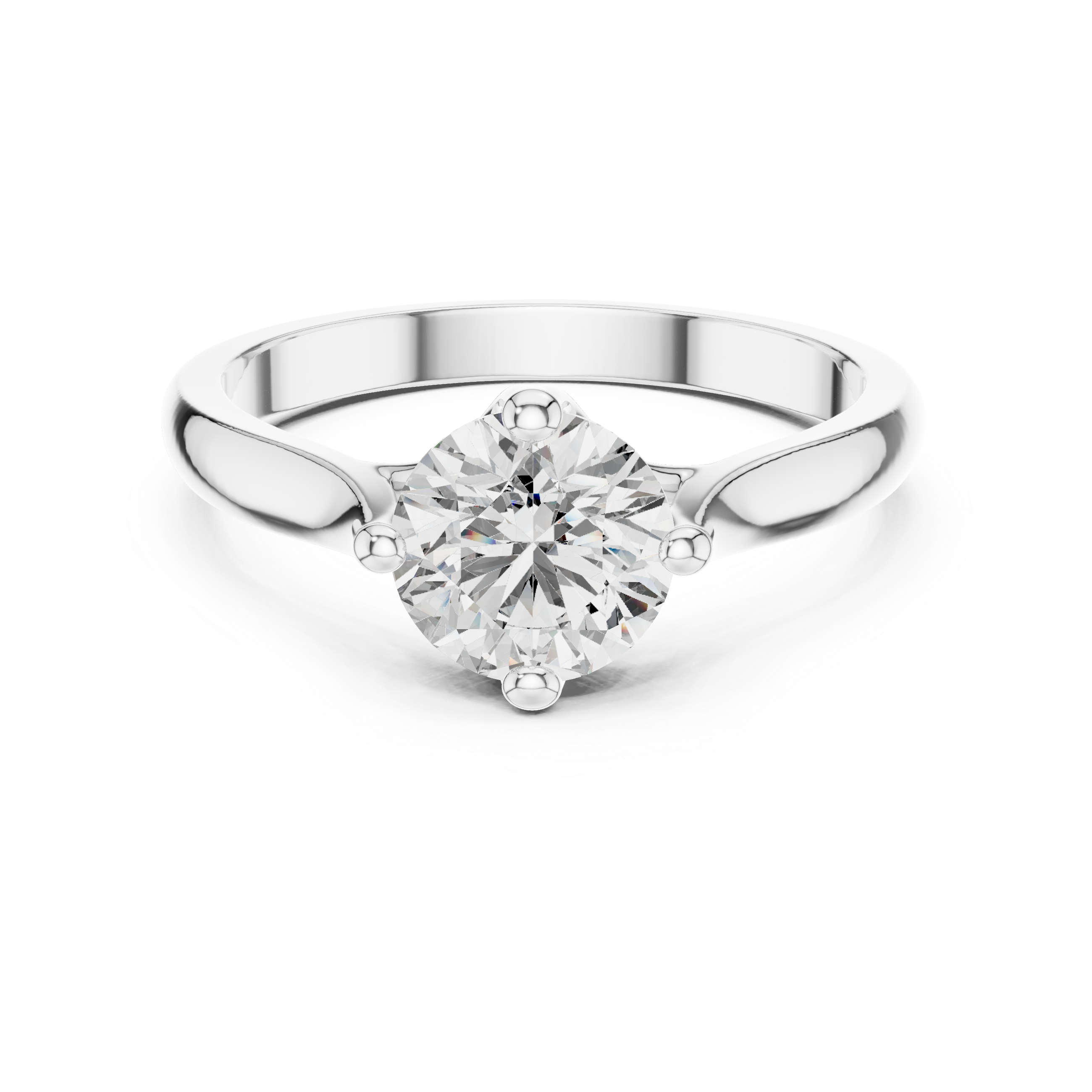Minimal Round Diamond Ring – White Gold 4 Prong Solitaire Engagement Ring