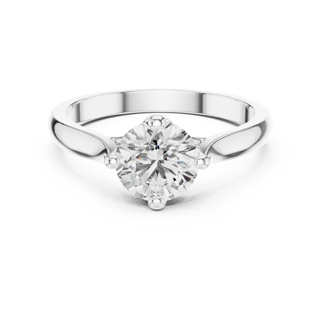 Minimal Round Diamond Ring – White Gold 4 Prong Solitaire Engagement Ring