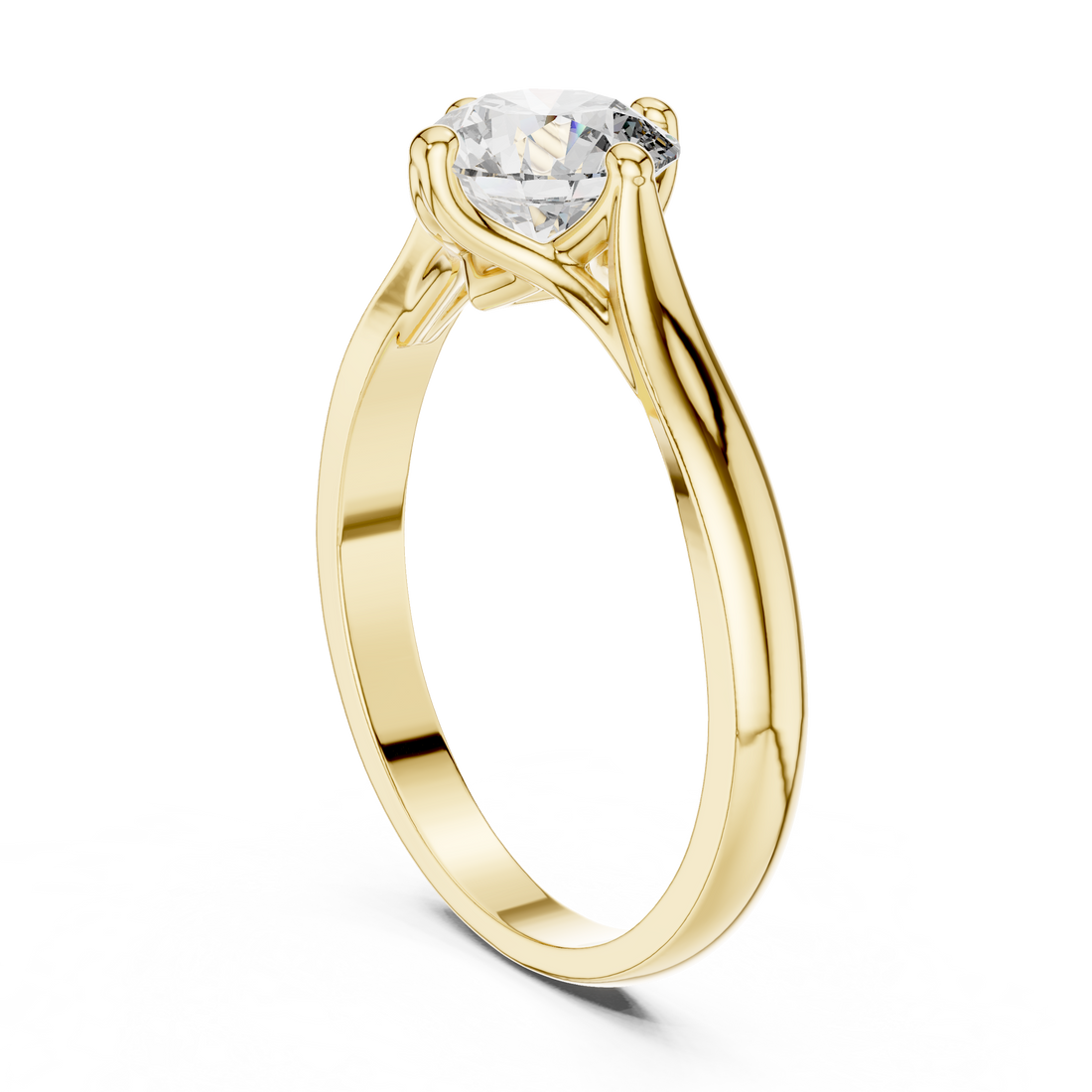 Minimal Round Diamond Ring – White Gold 4 Prong Solitaire Engagement Ring