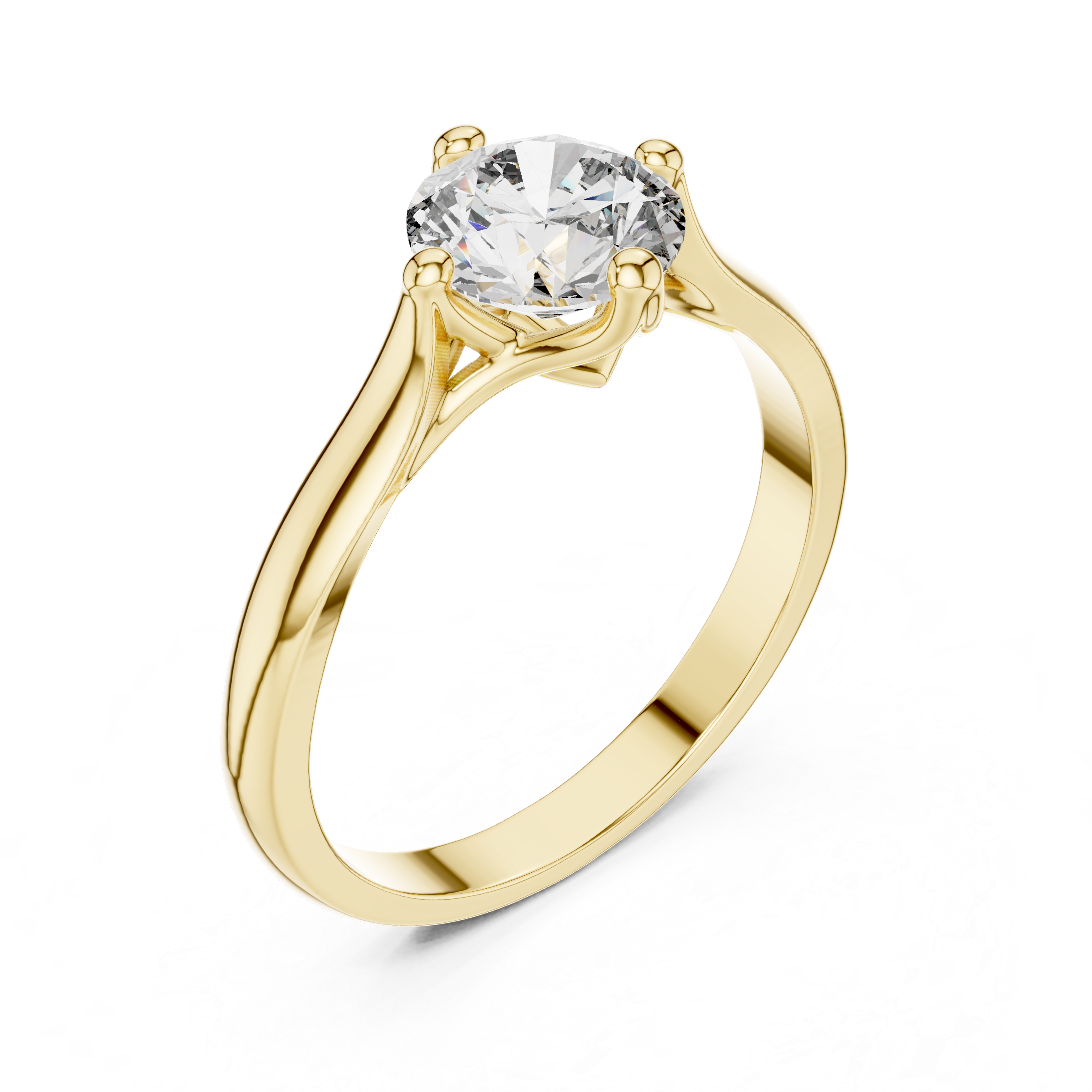 Minimal Round Diamond Ring – White Gold 4 Prong Solitaire Engagement Ring