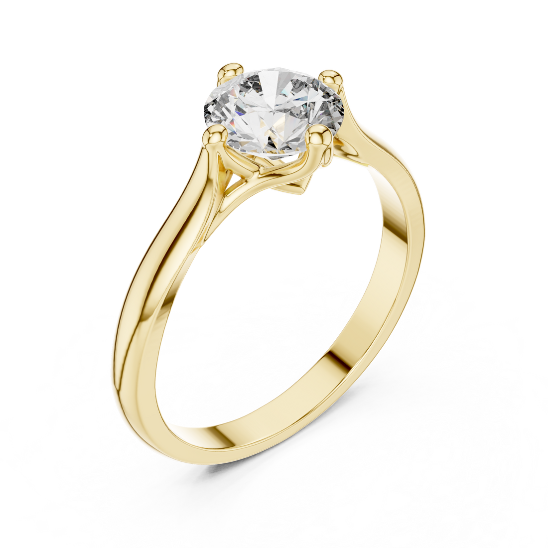 Minimal Round Diamond Ring – White Gold 4 Prong Solitaire Engagement Ring