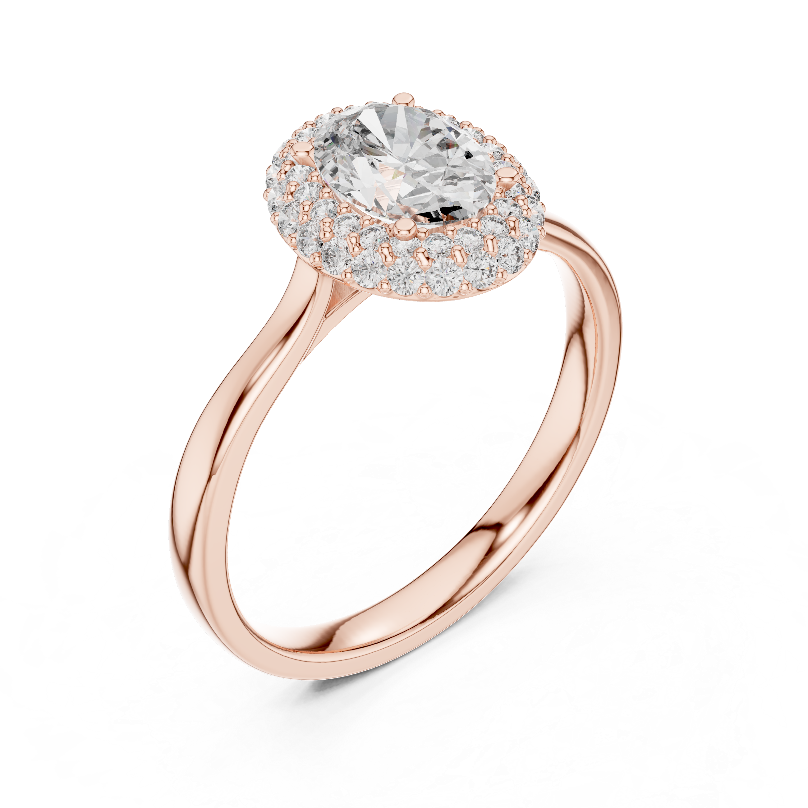 Simple & Elegant Oval Cut Double Halo Diamond Ring