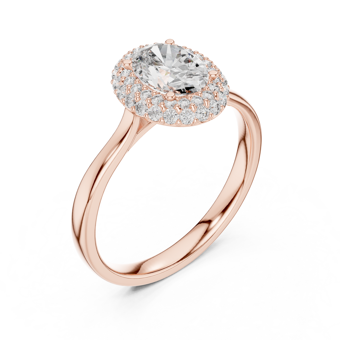 Simple & Elegant Oval Cut Double Halo Diamond Ring