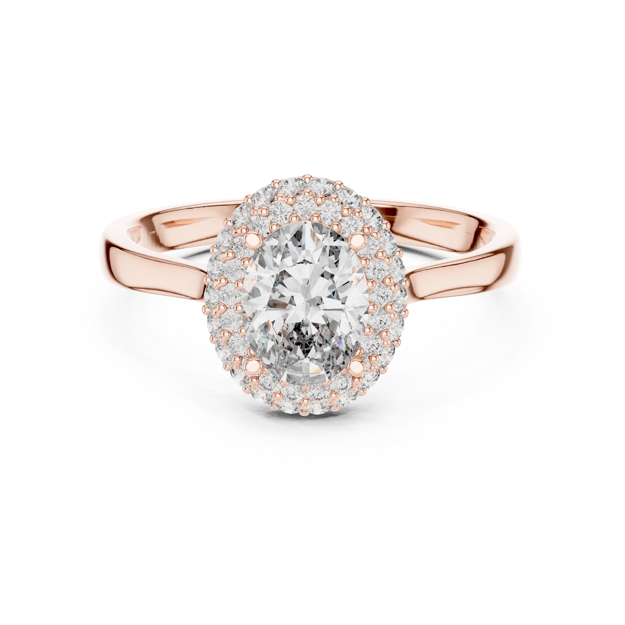 Simple & Elegant Oval Cut Double Halo Diamond Ring