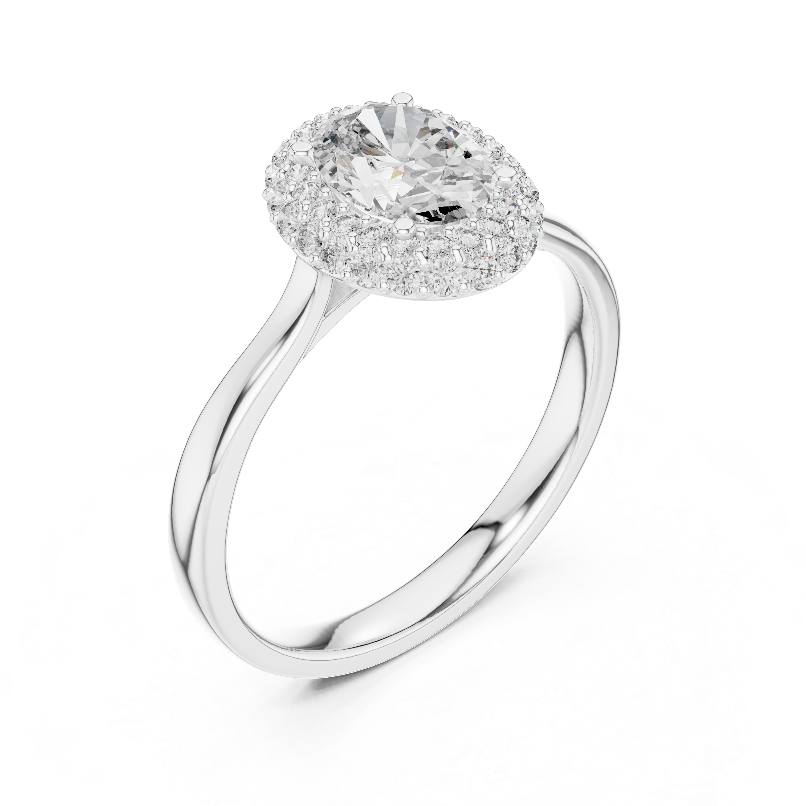 Simple & Elegant Oval Cut Double Halo Diamond Ring