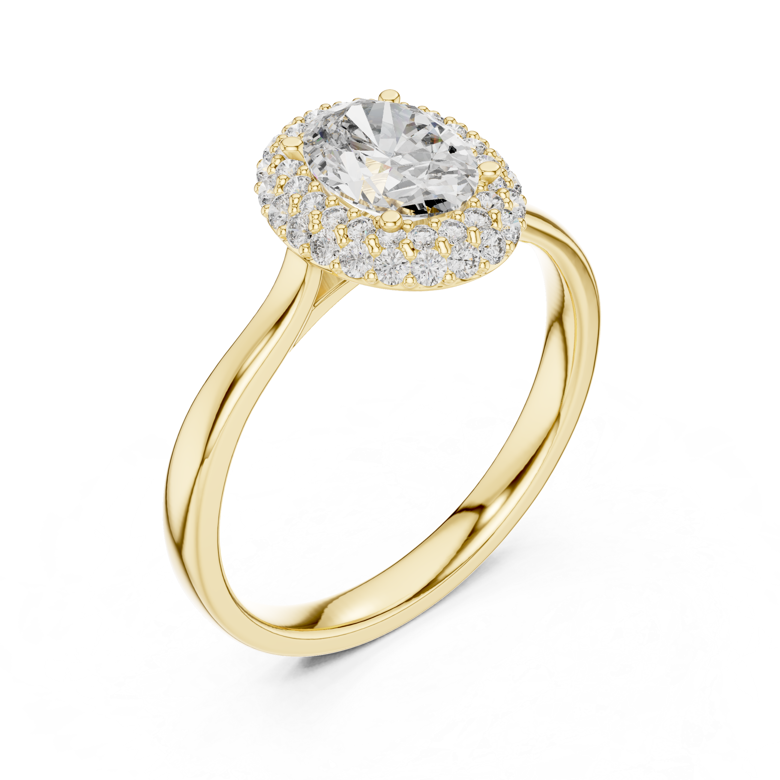 Simple & Elegant Oval Cut Double Halo Diamond Ring