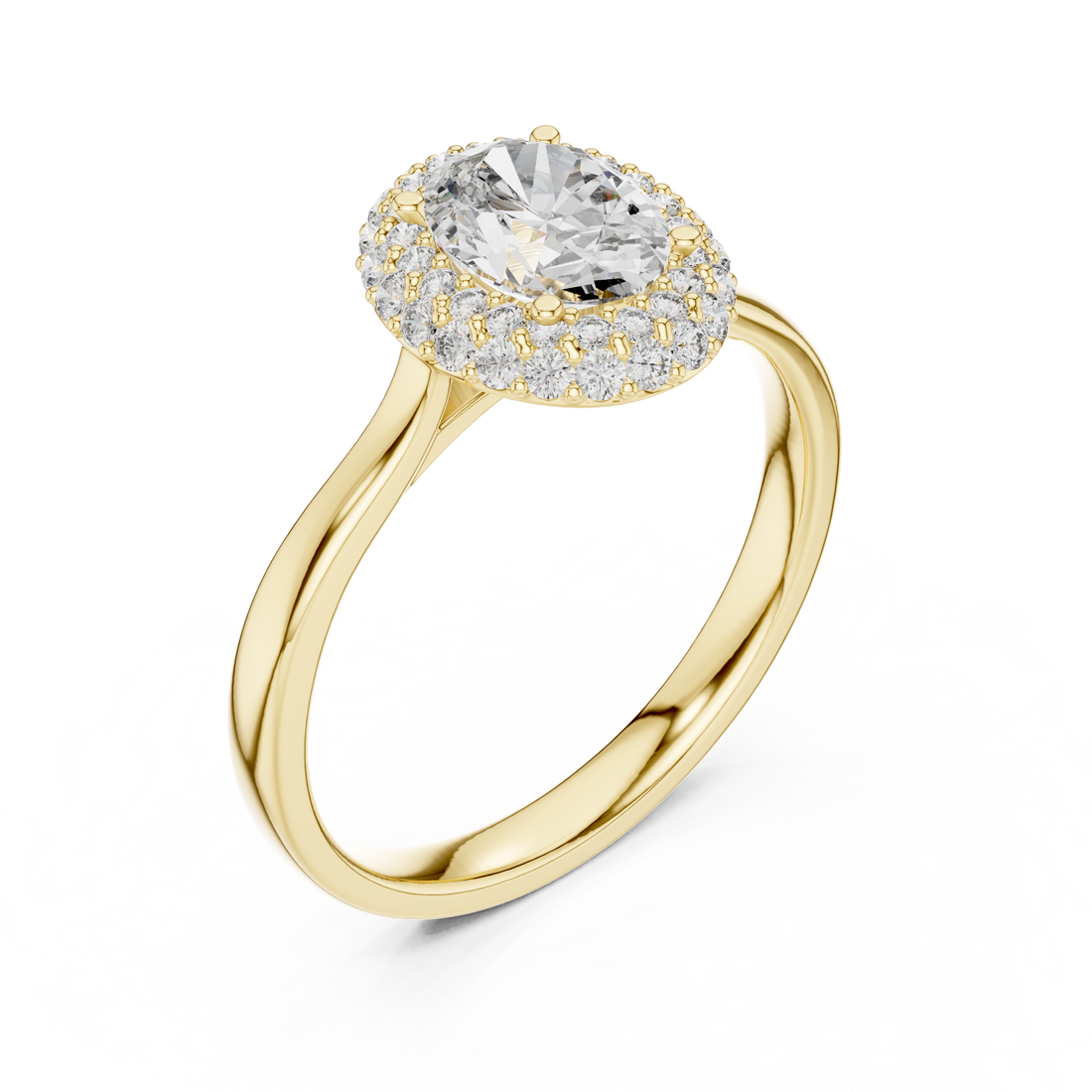 Simple & Elegant Oval Cut Double Halo Diamond Ring