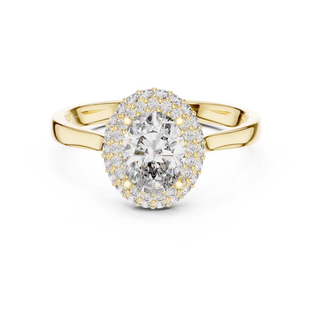 Simple & Elegant Oval Cut Double Halo Diamond Ring