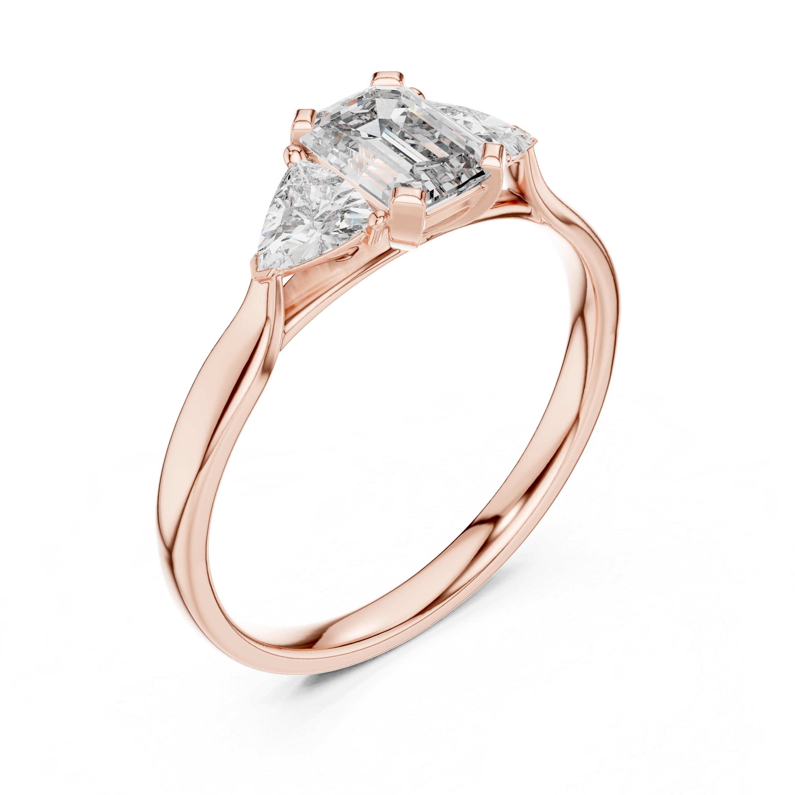 Triple Diamond Wedding Engagement Ring for Womens