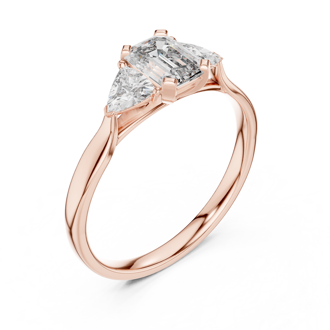 Triple Diamond Wedding Engagement Ring for Womens