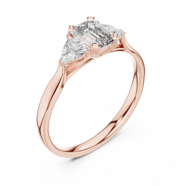 Triple Diamond Wedding Engagement Ring for Womens