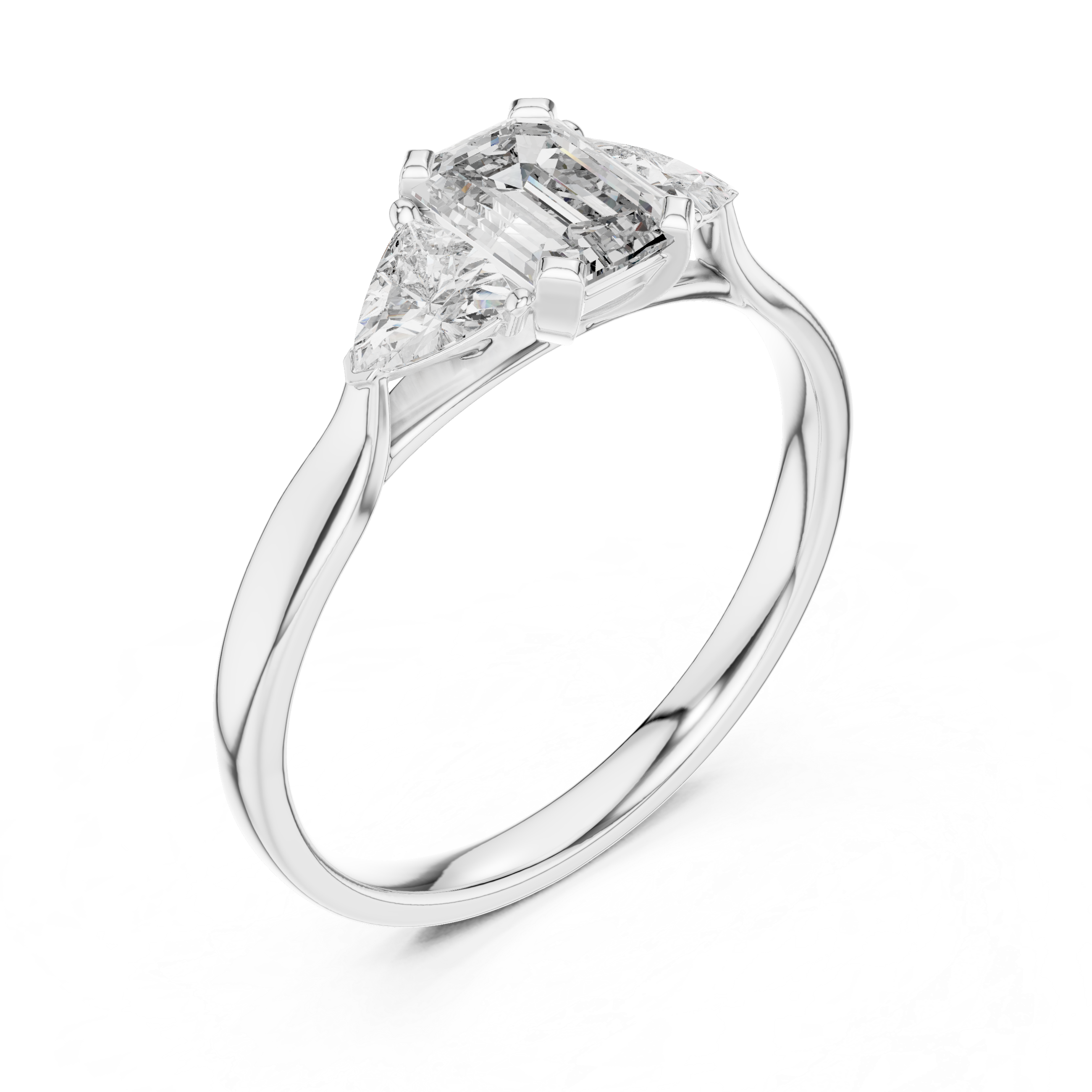 Triple Diamond Wedding Engagement Ring for Womens