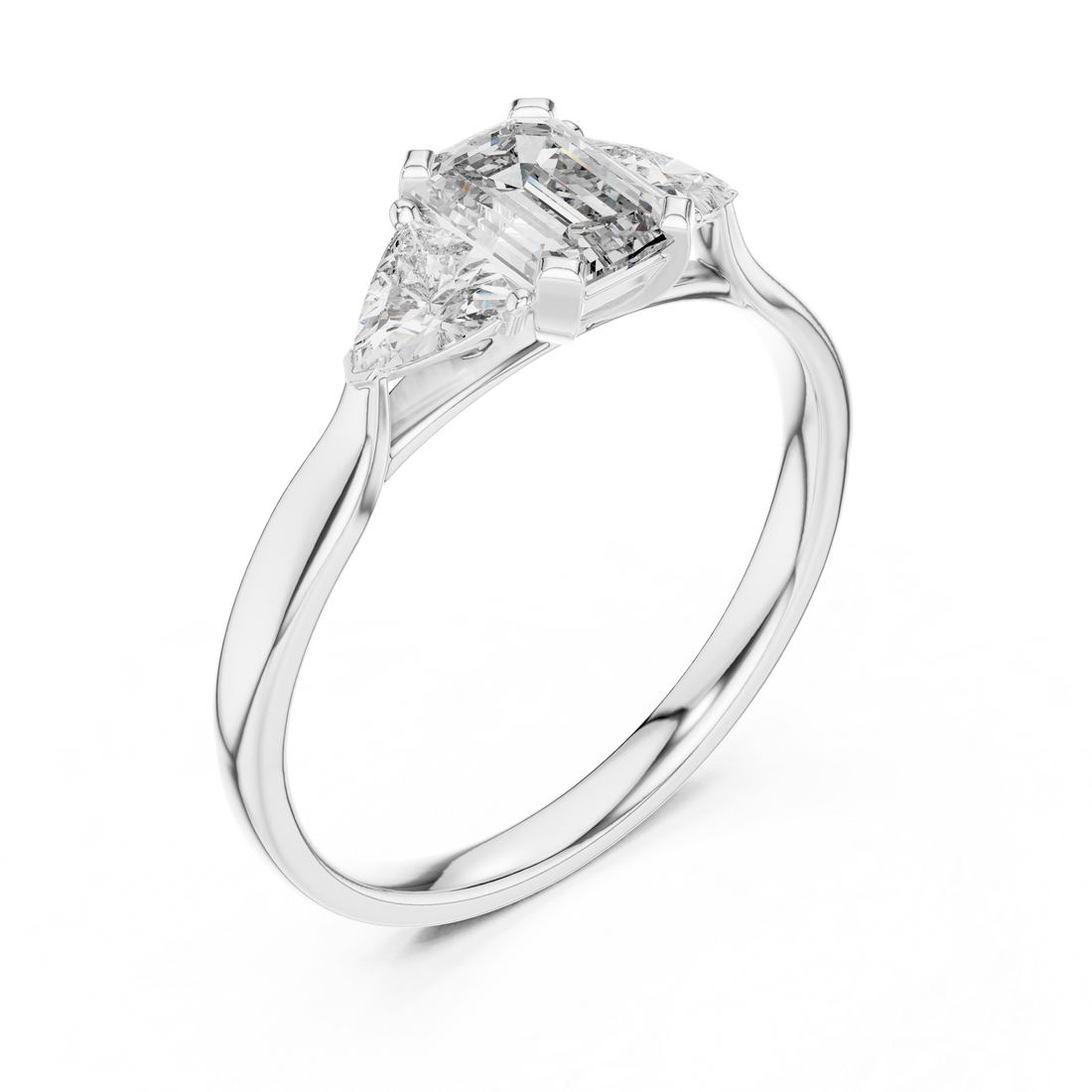 Triple Diamond Wedding Engagement Ring for Womens