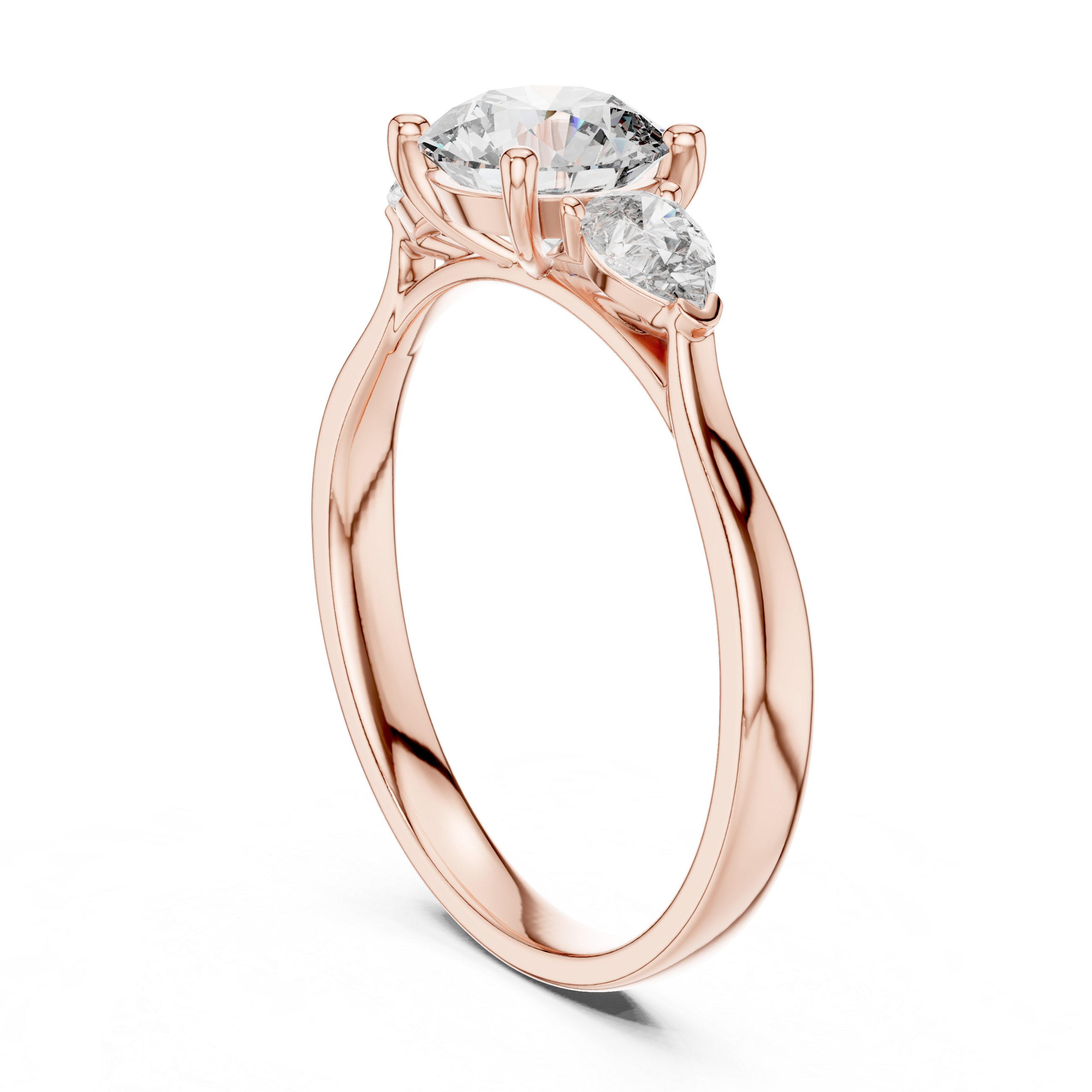 Brilliant Round Cut Diamond Three Stone Ring – Minimal White Gold Setting