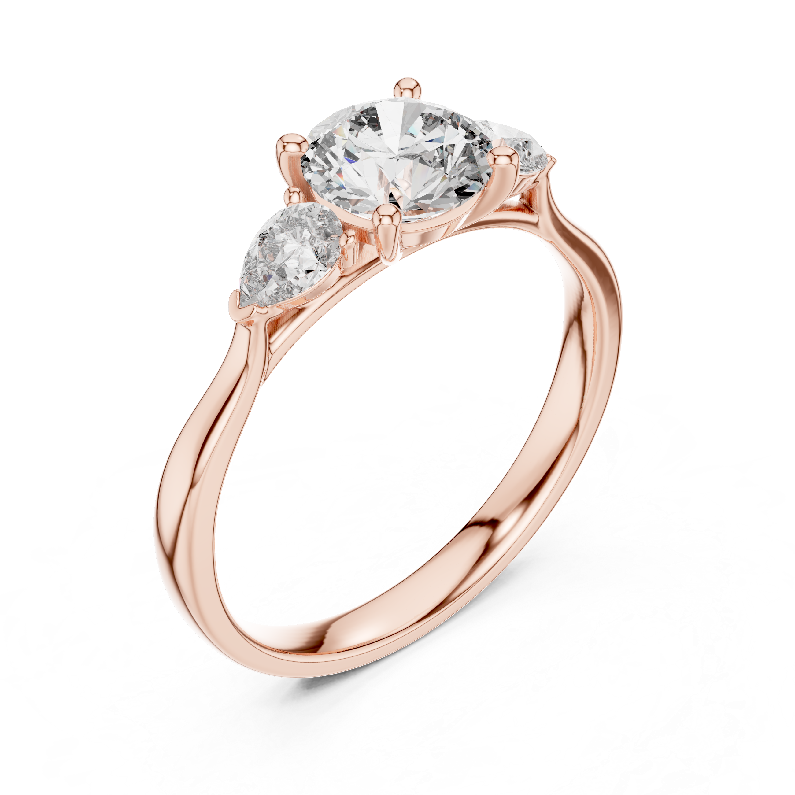 Brilliant Round Cut Diamond Three Stone Ring – Minimal White Gold Setting