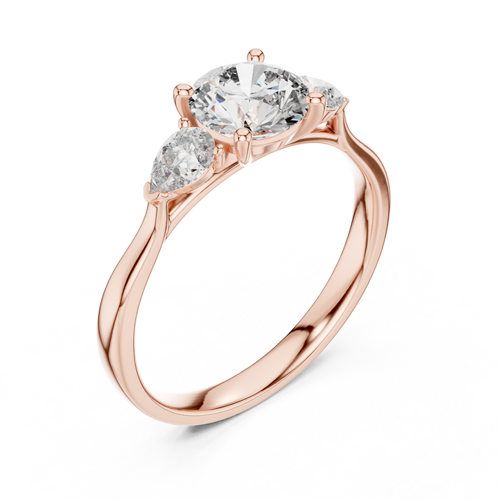Brilliant Round Cut Diamond Three Stone Ring – Minimal White Gold Setting