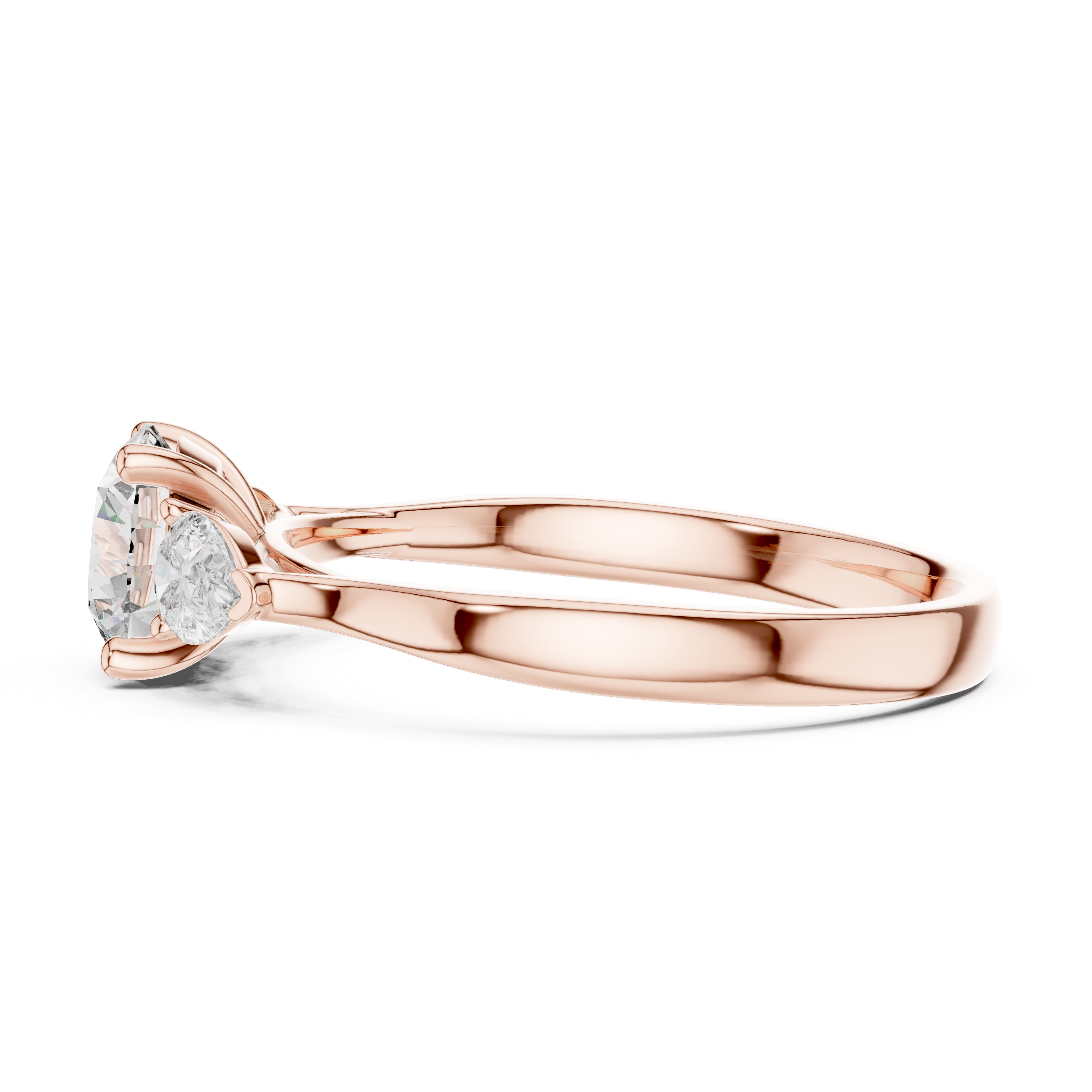Brilliant Round Cut Diamond Three Stone Ring – Minimal White Gold Setting