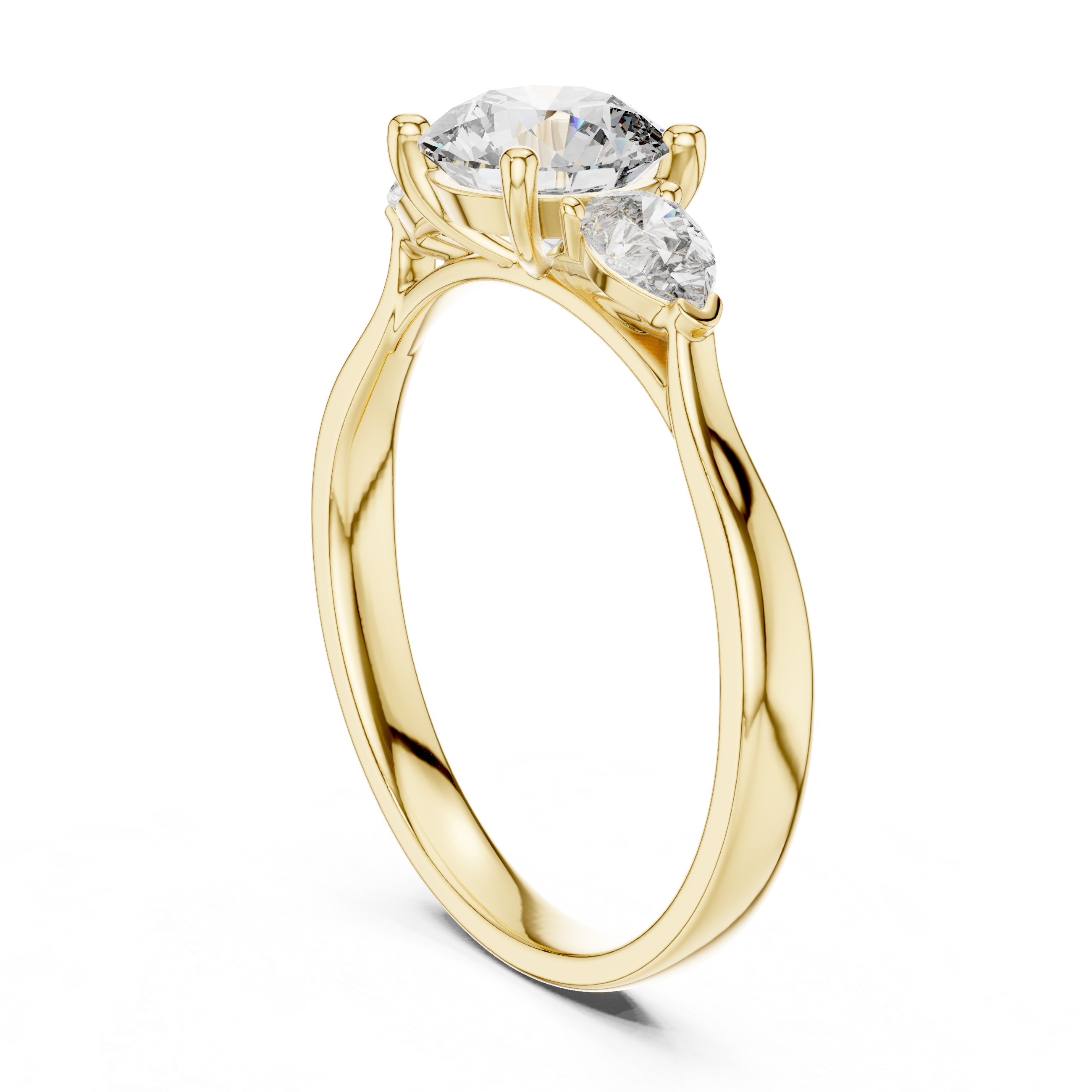 Brilliant Round Cut Diamond Three Stone Ring – Minimal White Gold Setting