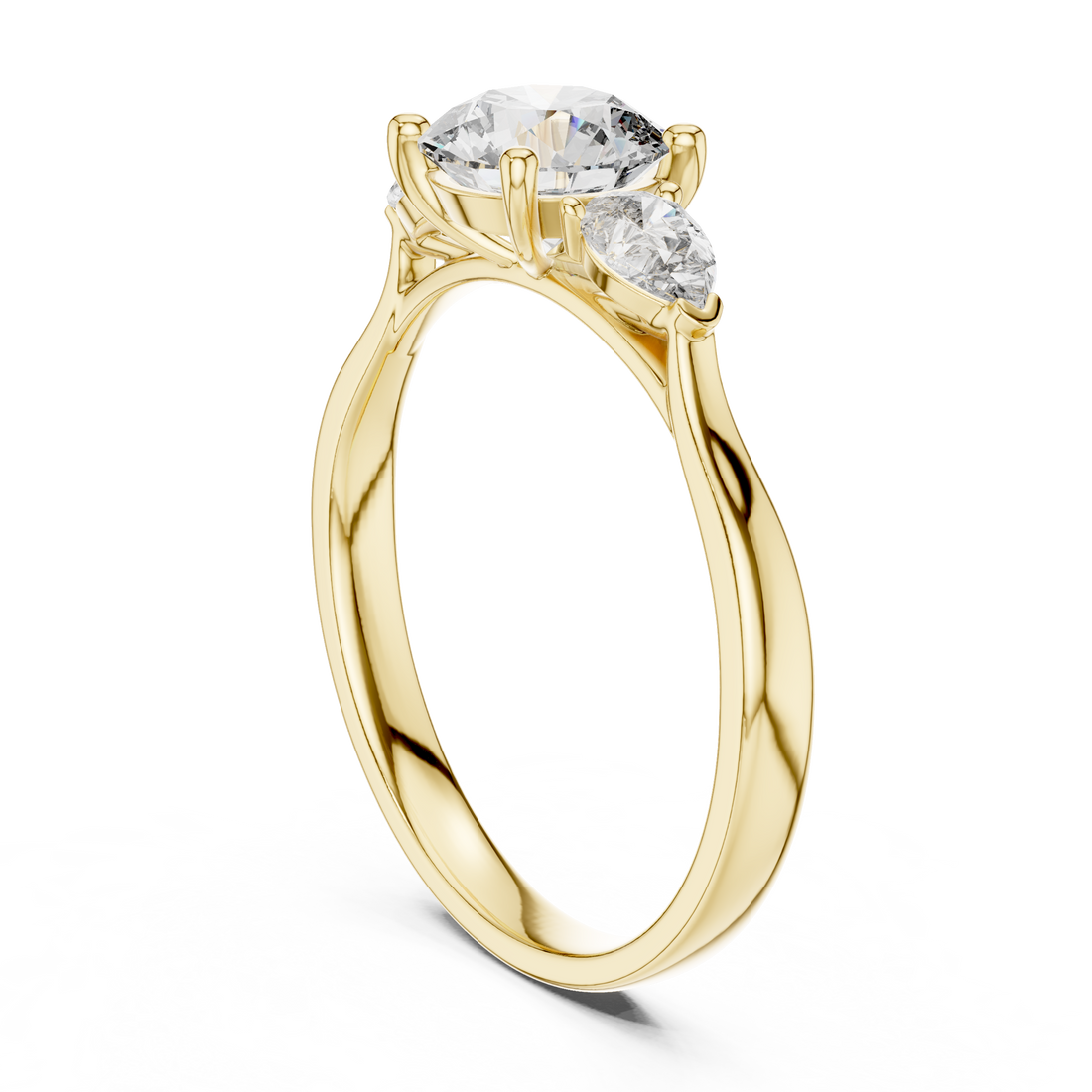 Brilliant Round Cut Diamond Three Stone Ring – Minimal White Gold Setting