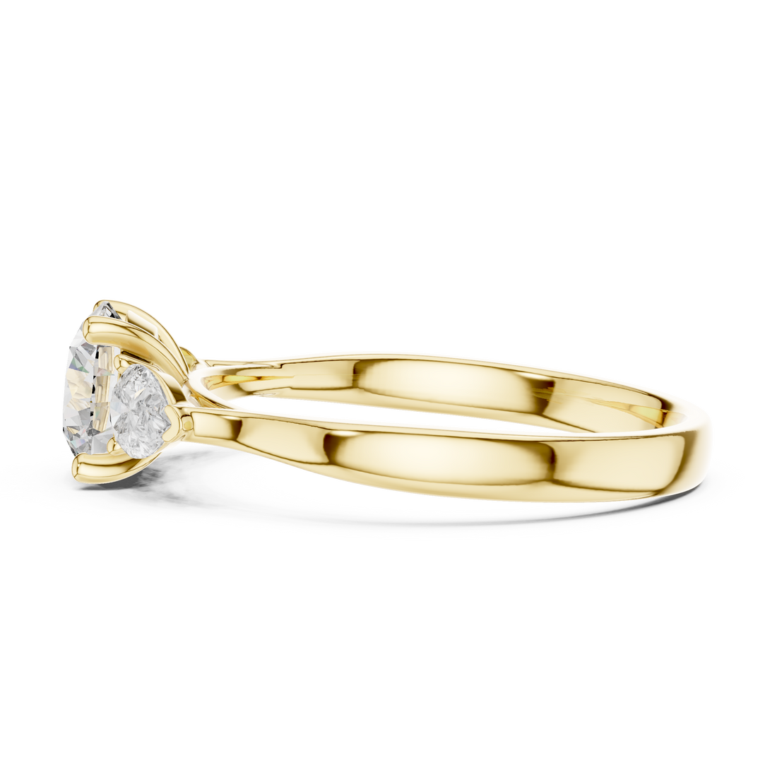 Brilliant Round Cut Diamond Three Stone Ring – Minimal White Gold Setting