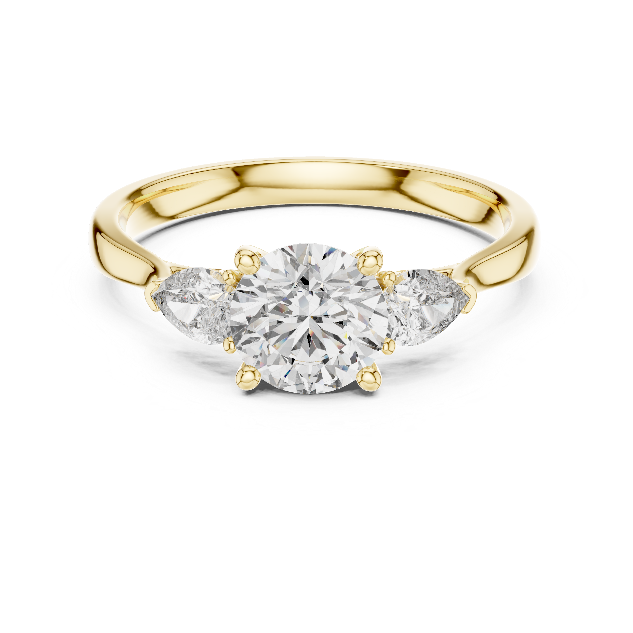 Brilliant Round Cut Diamond Three Stone Ring – Minimal White Gold Setting