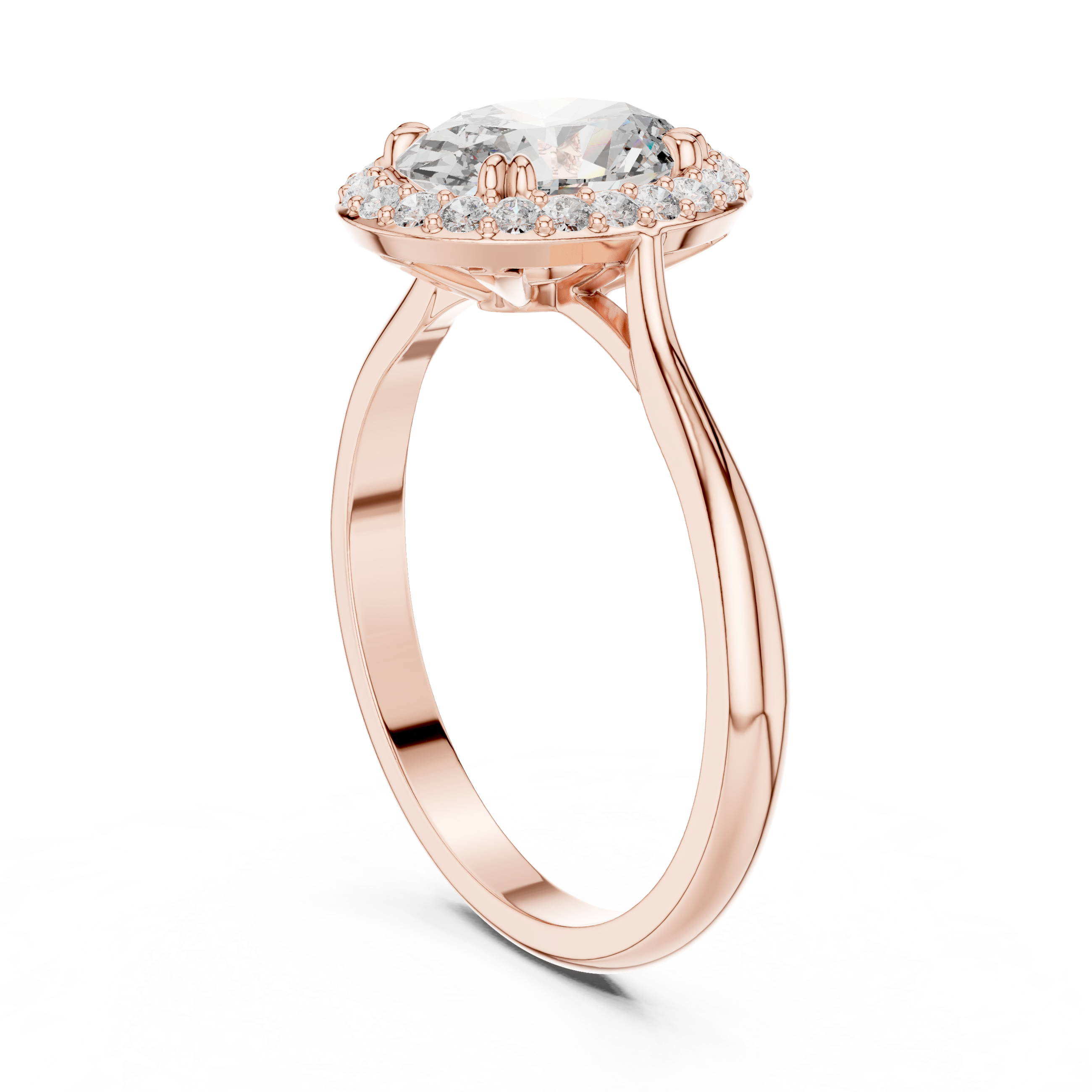 Timeless Oval Diamond Halo Engagement Ring with Double Prong Setting