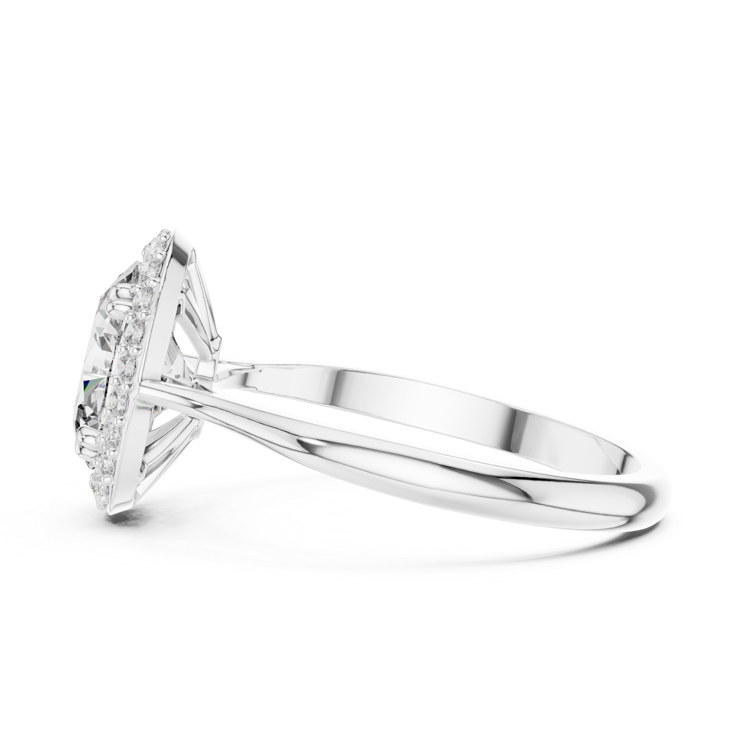 Timeless Oval Diamond Halo Engagement Ring with Double Prong Setting