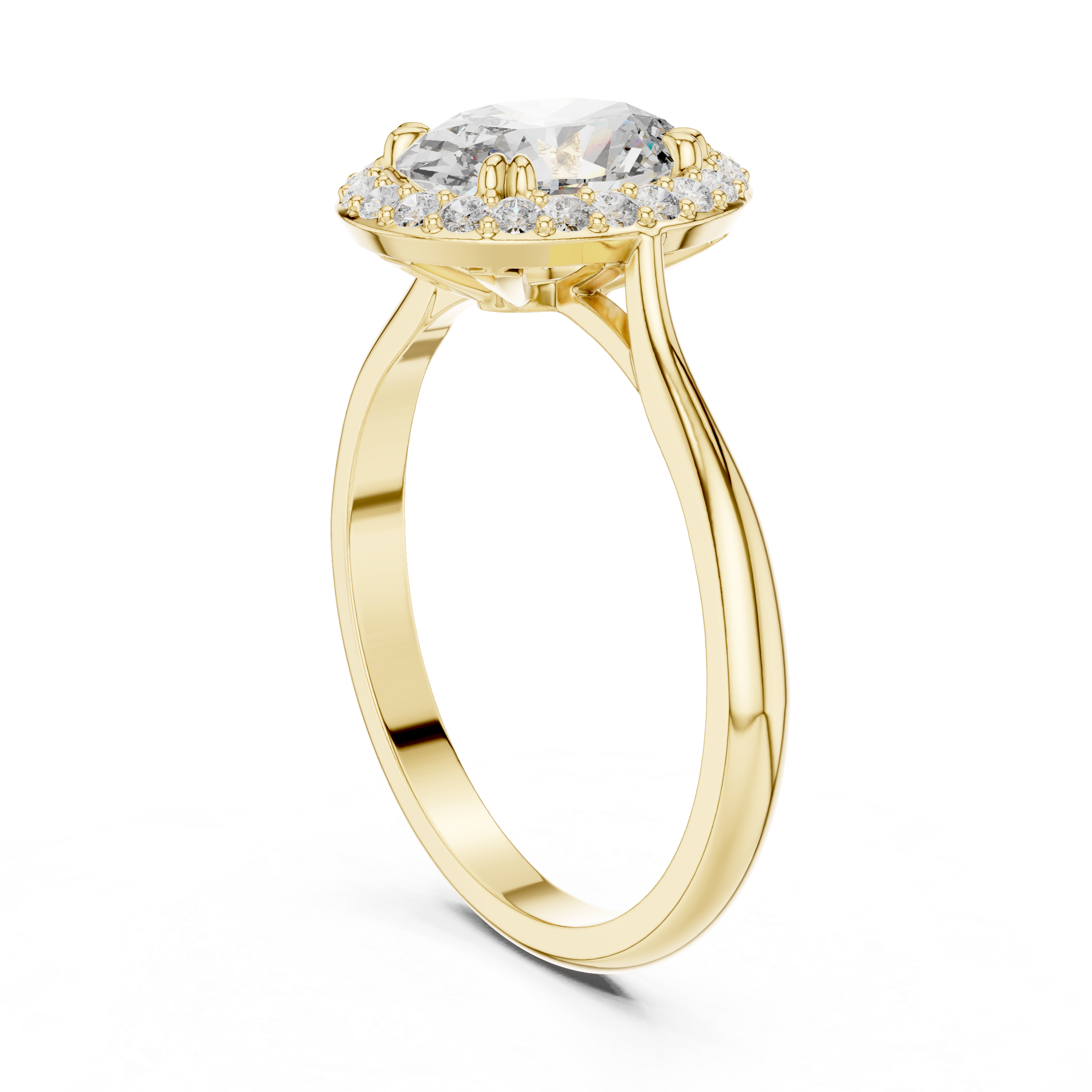 Timeless Oval Diamond Halo Engagement Ring with Double Prong Setting