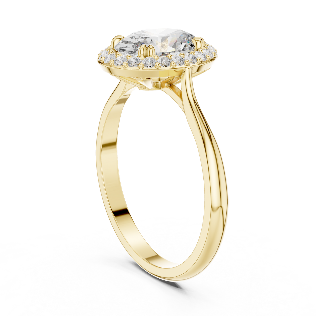 Timeless Oval Diamond Halo Engagement Ring with Double Prong Setting