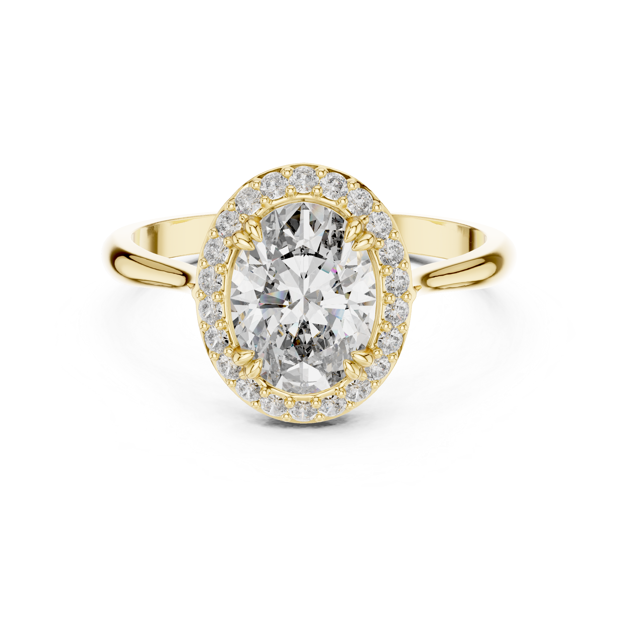 Timeless Oval Diamond Halo Engagement Ring with Double Prong Setting