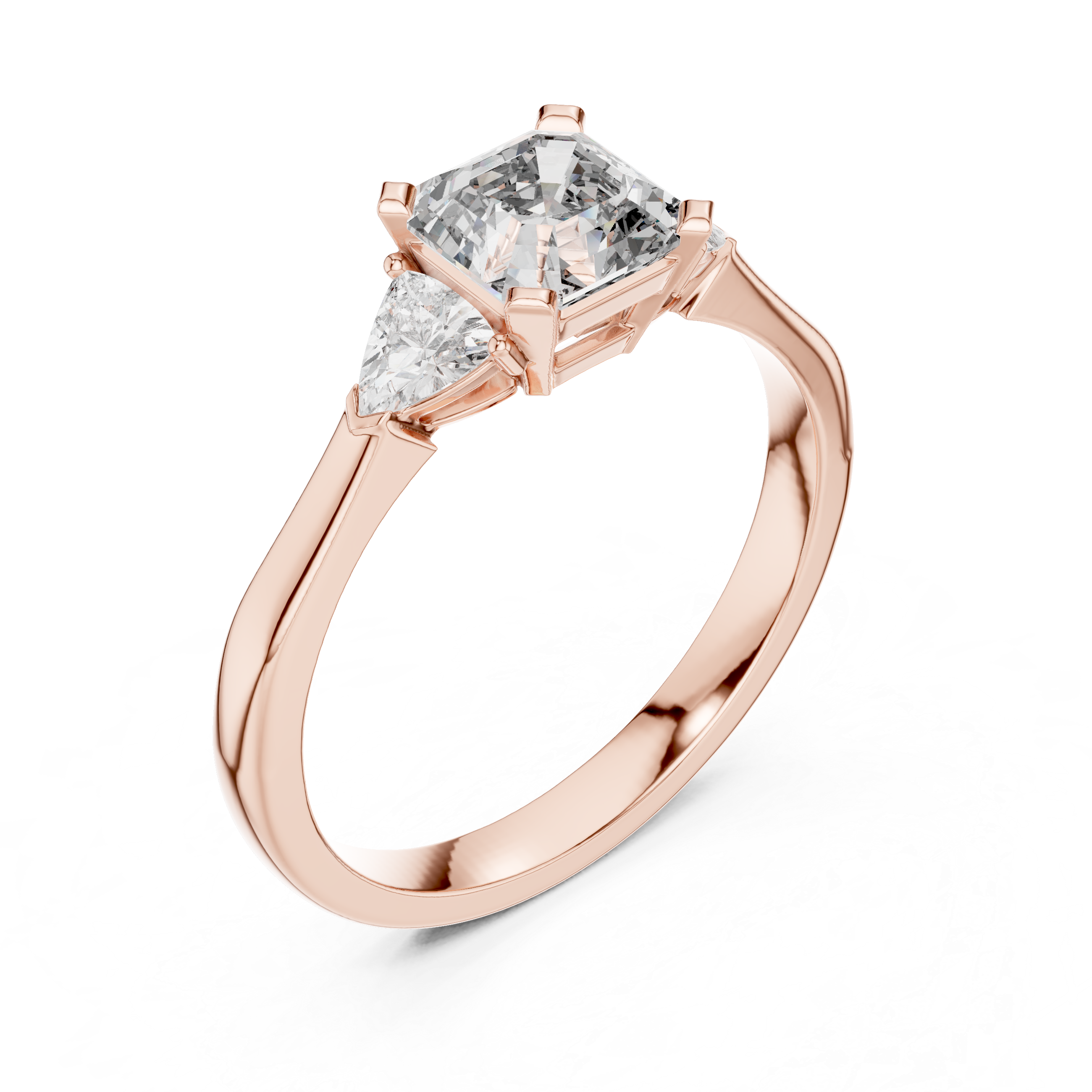 Asscher Cut Diamond Three Stone Ring 14K White Gold 1 Ct Lab Grown Engagement Ring Anniversary Gift