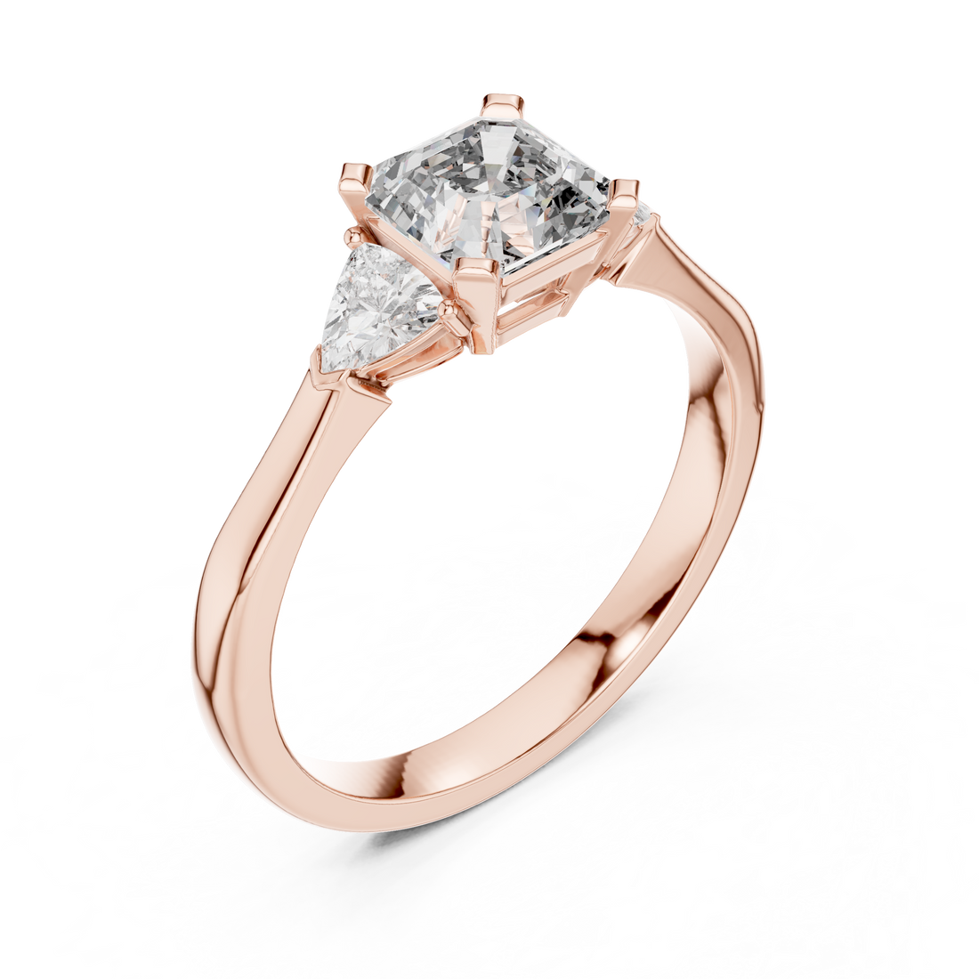 Asscher Cut Diamond Three Stone Ring 14K White Gold 1 Ct Lab Grown Engagement Ring Anniversary Gift