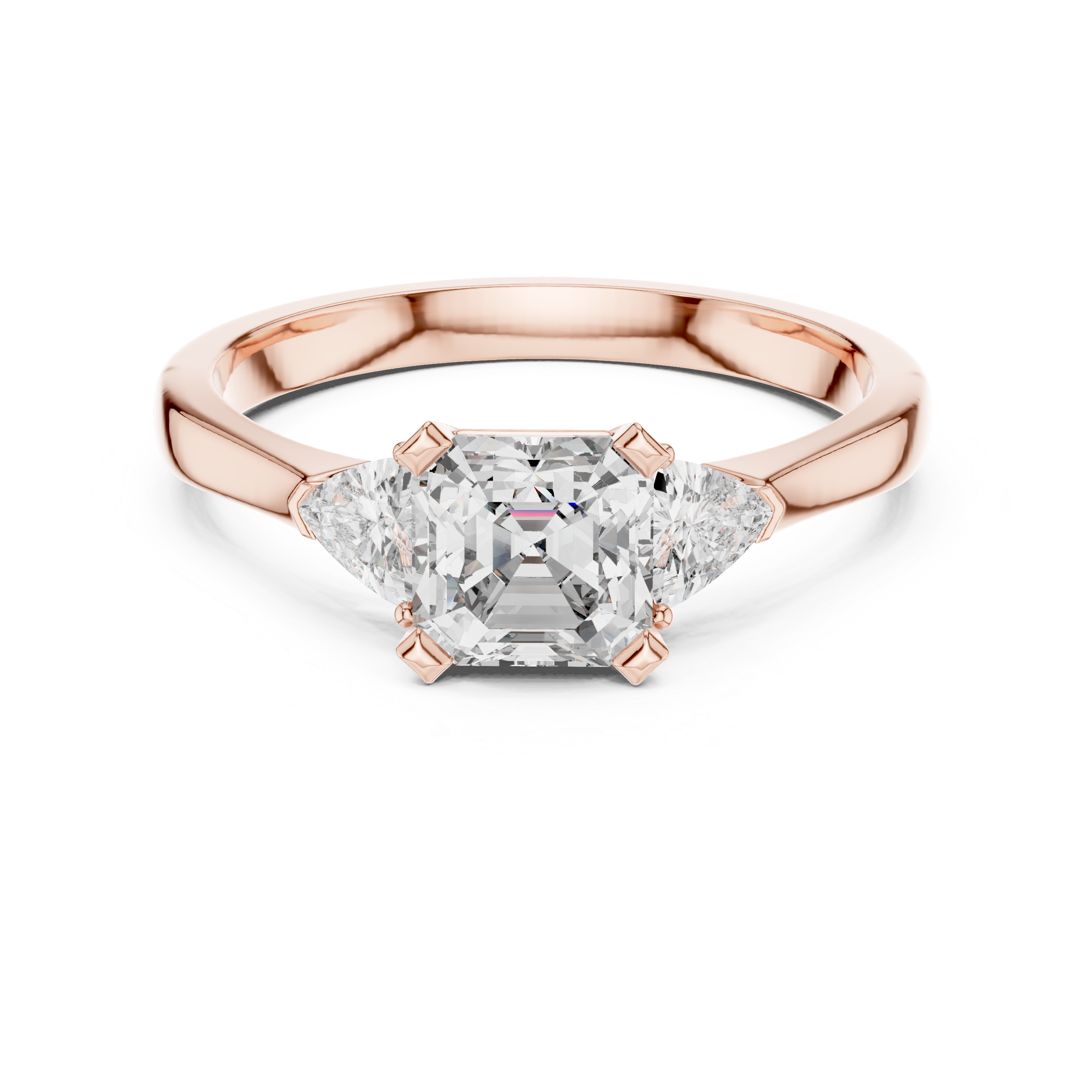 Asscher Cut Diamond Three Stone Ring 14K White Gold 1 Ct Lab Grown Engagement Ring Anniversary Gift