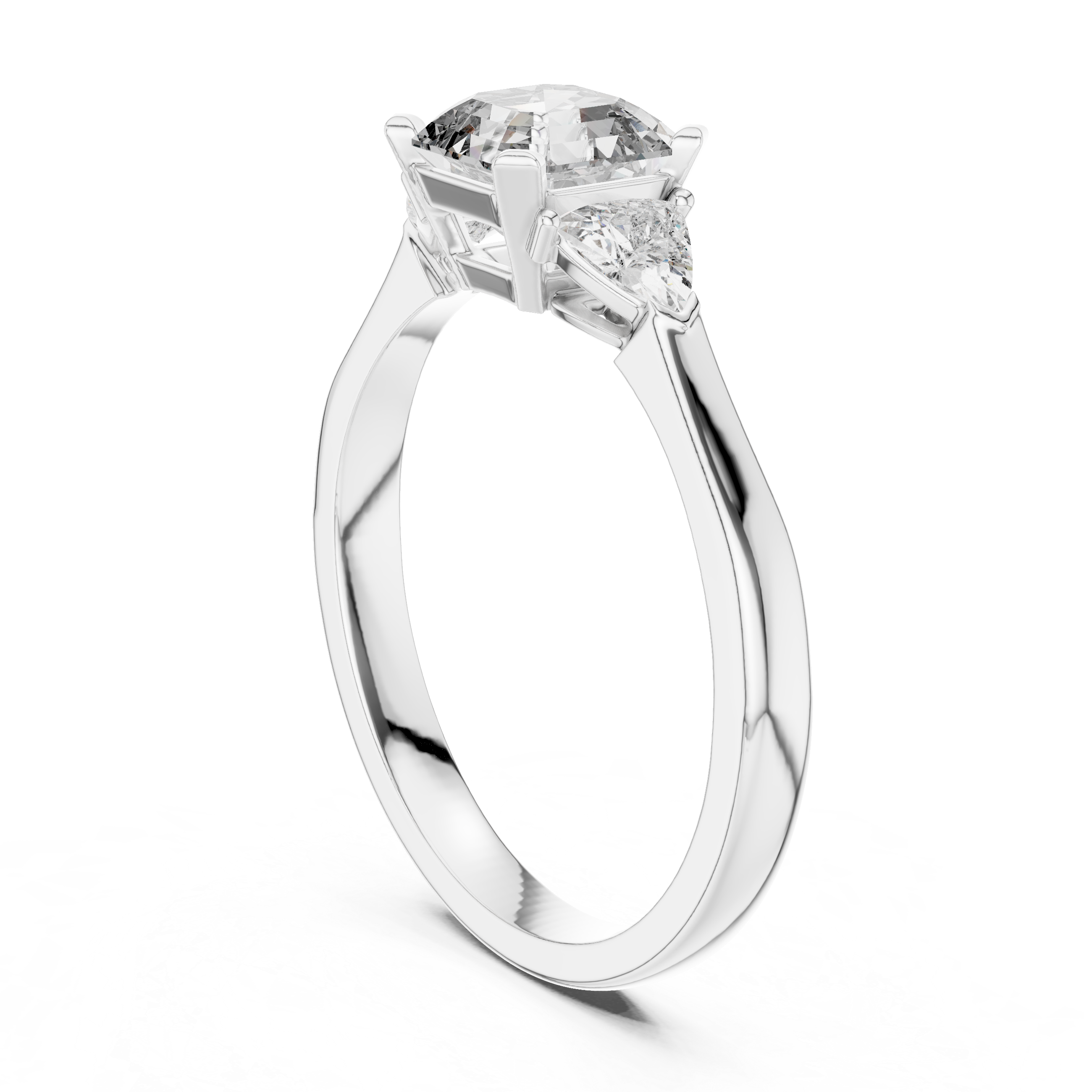 Asscher Cut Diamond Three Stone Ring 14K White Gold 1 Ct Lab Grown Engagement Ring Anniversary Gift