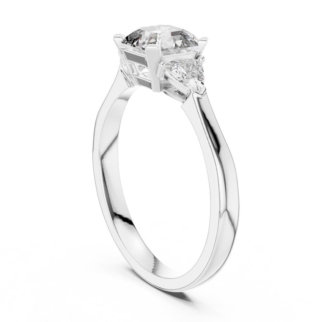 Asscher Cut Diamond Three Stone Ring 14K White Gold 1 Ct Lab Grown Engagement Ring Anniversary Gift