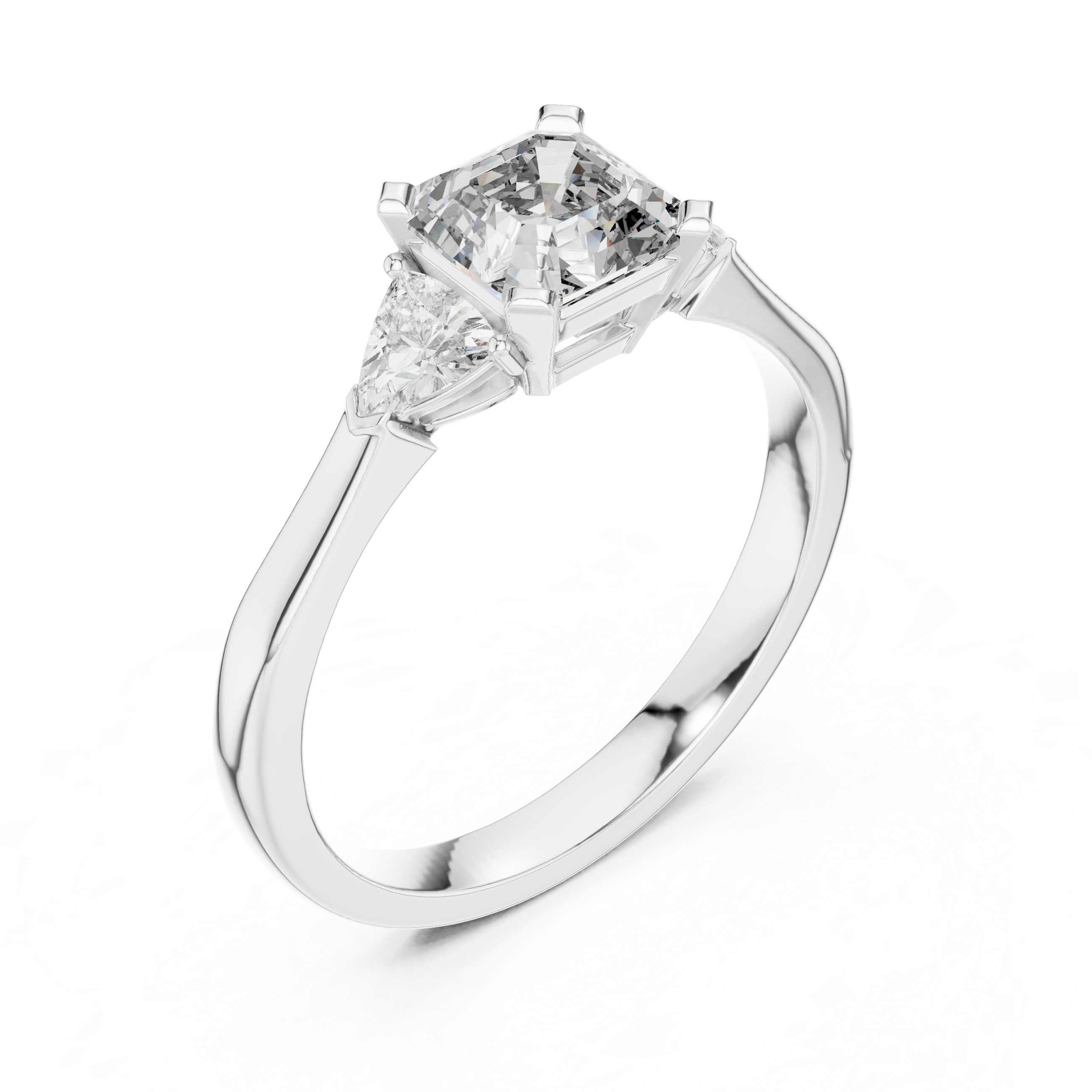 Asscher Cut Diamond Three Stone Ring 14K White Gold 1 Ct Lab Grown Engagement Ring Anniversary Gift